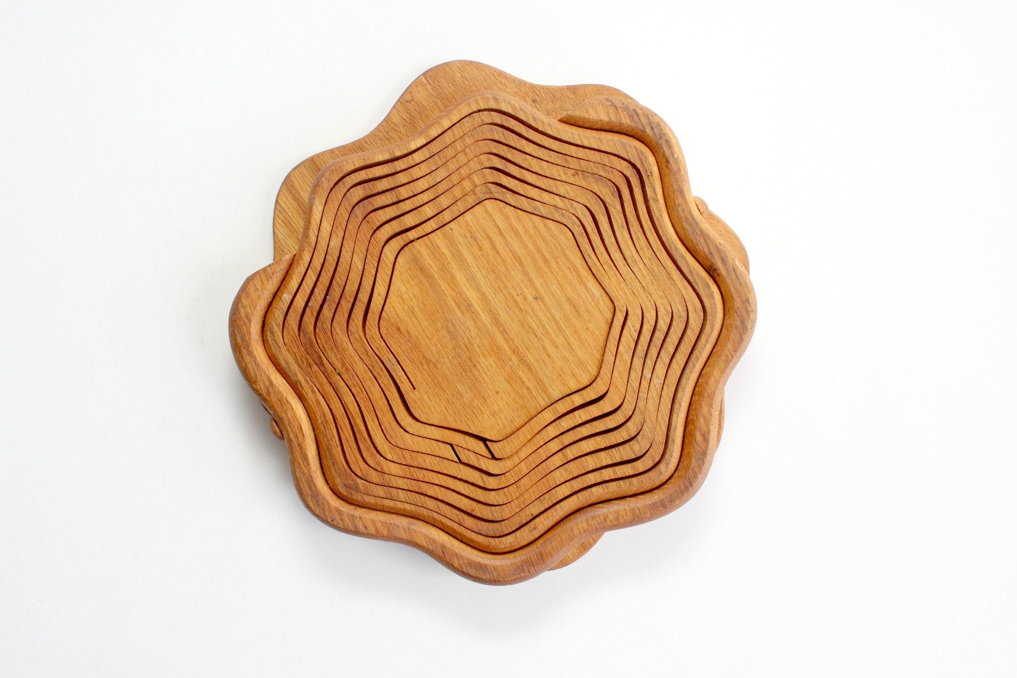 Collapsible Wooden Bowl, Flower Shaped Bowl, Mid Century Modern Home Decor