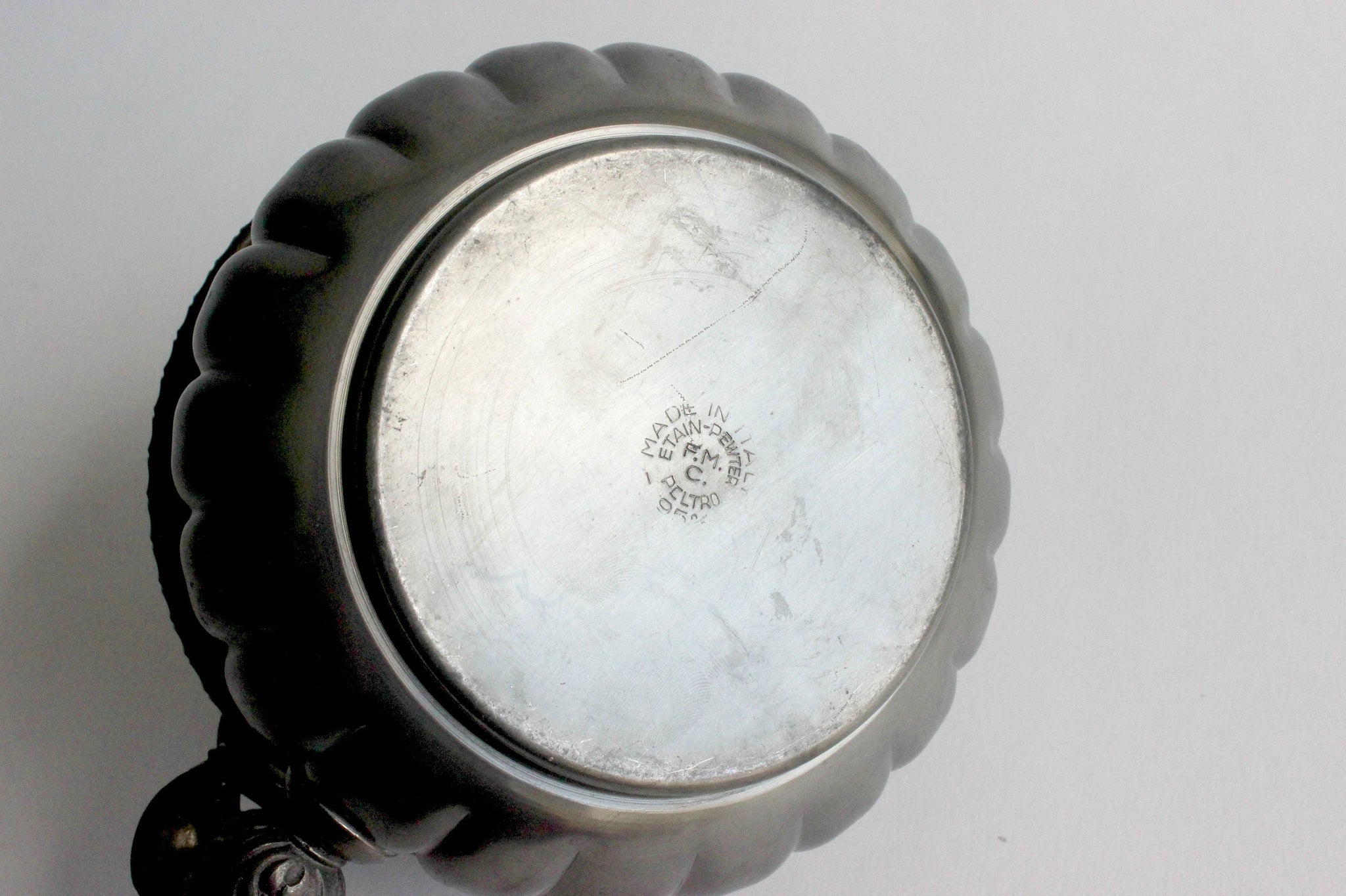 Vintage Italian Pewter Pot, Long Handled Pot With Lid