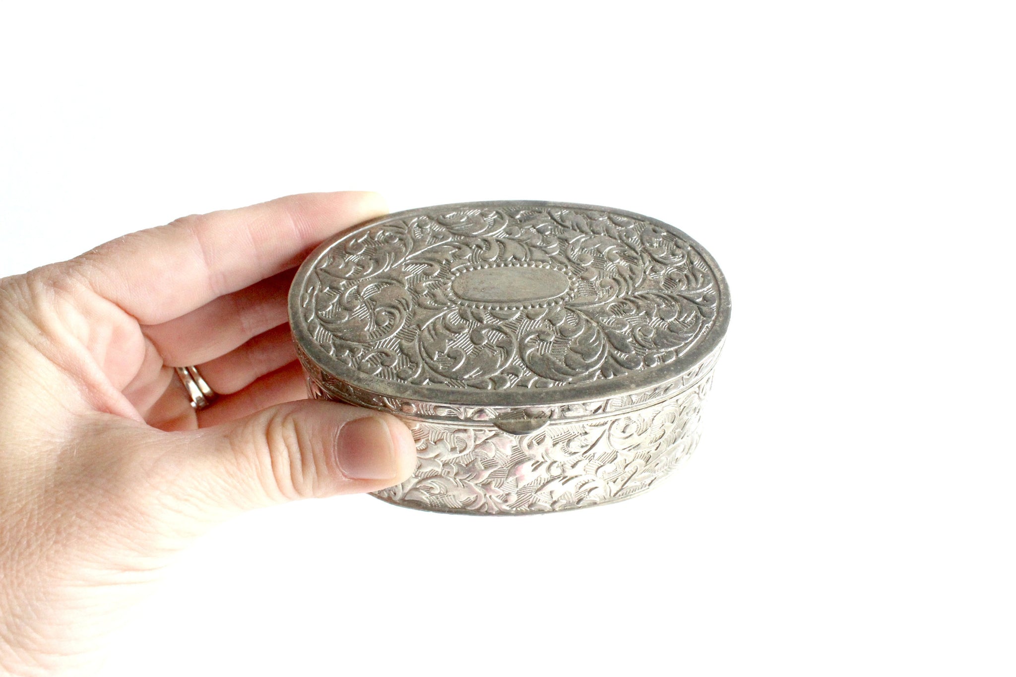 Silver Plated Jewelry Box, Oval Gift Box