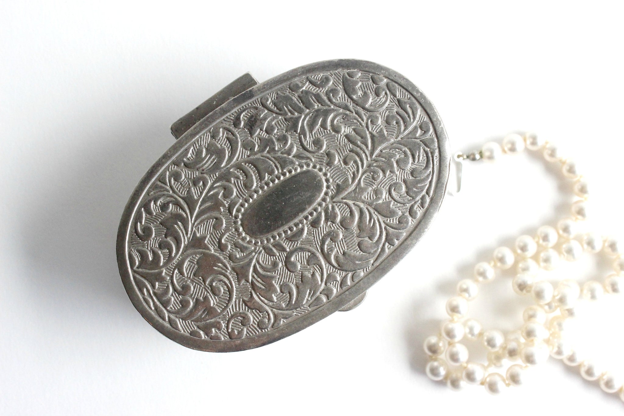 Silver Plated Jewelry Box, Oval Gift Box