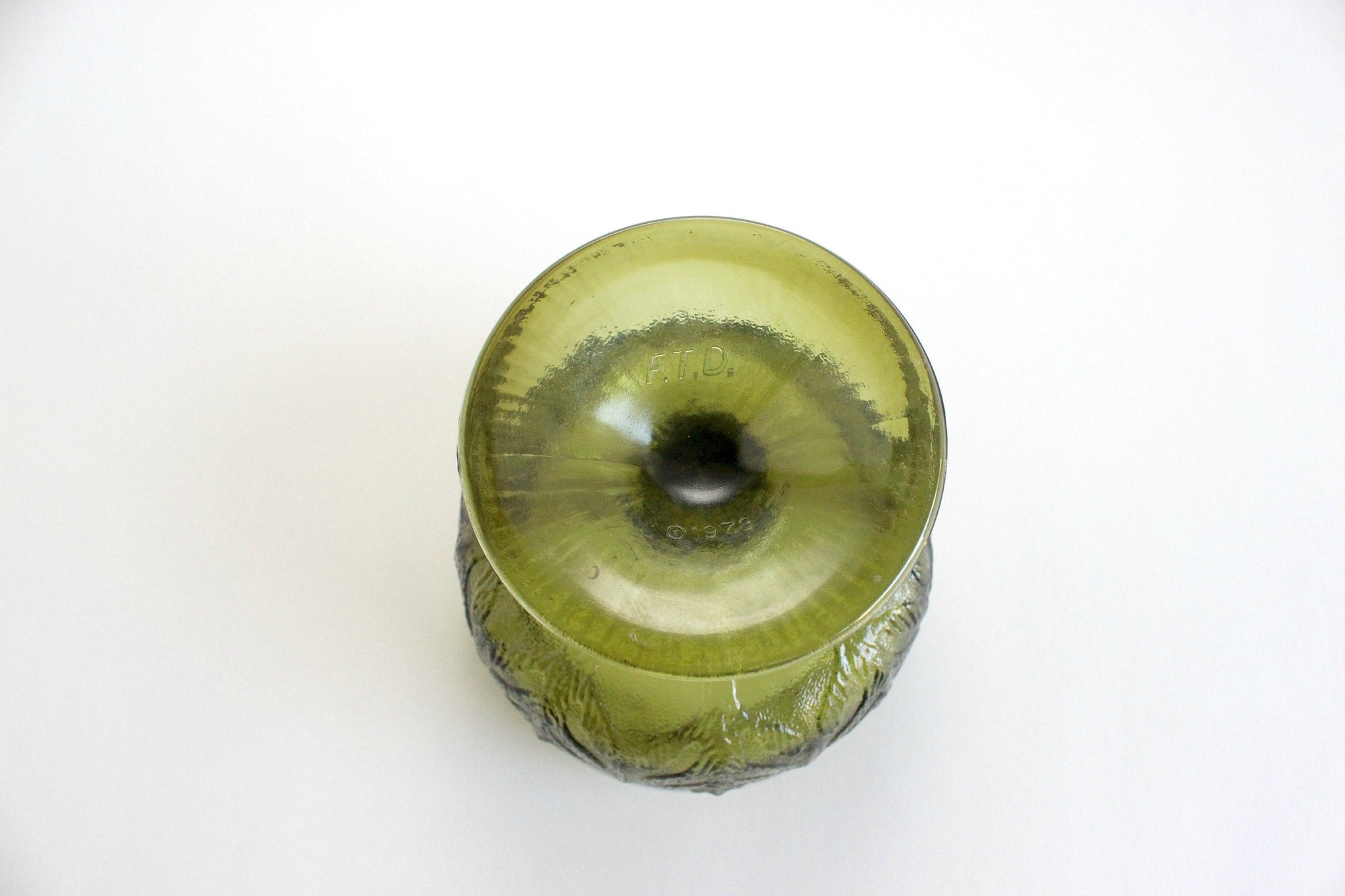 Green Glass Pedestal Bowl, Candy Dish