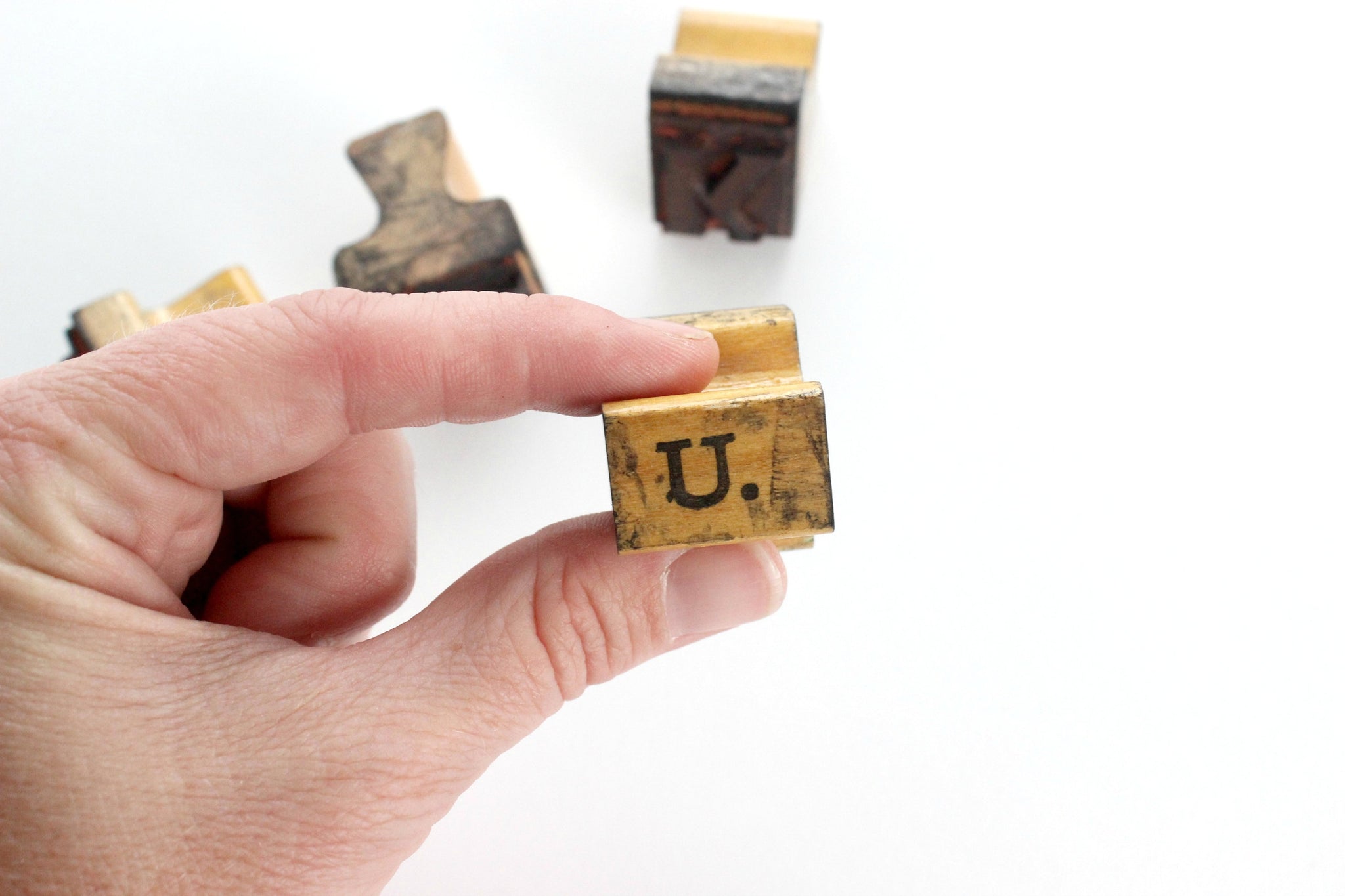 Vintage Letter Stamps, Individual Letter Stamps That Spell J-U-N-K
