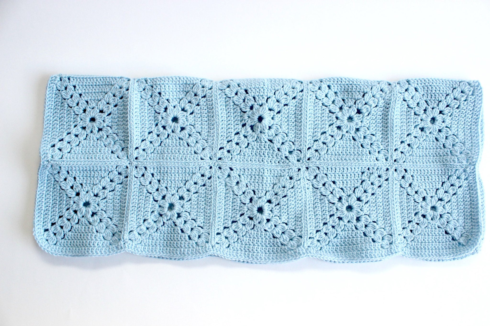 Hand Knit Baby Blanket, Baby Changing Pad, Blue Nursery Decor