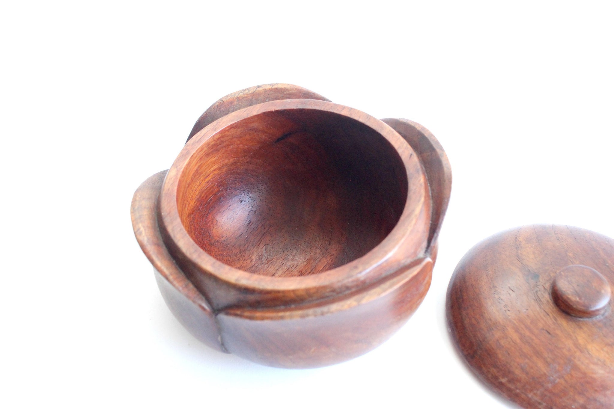 Decorative Wood Bowl with Lid, Mid Century Home Decor