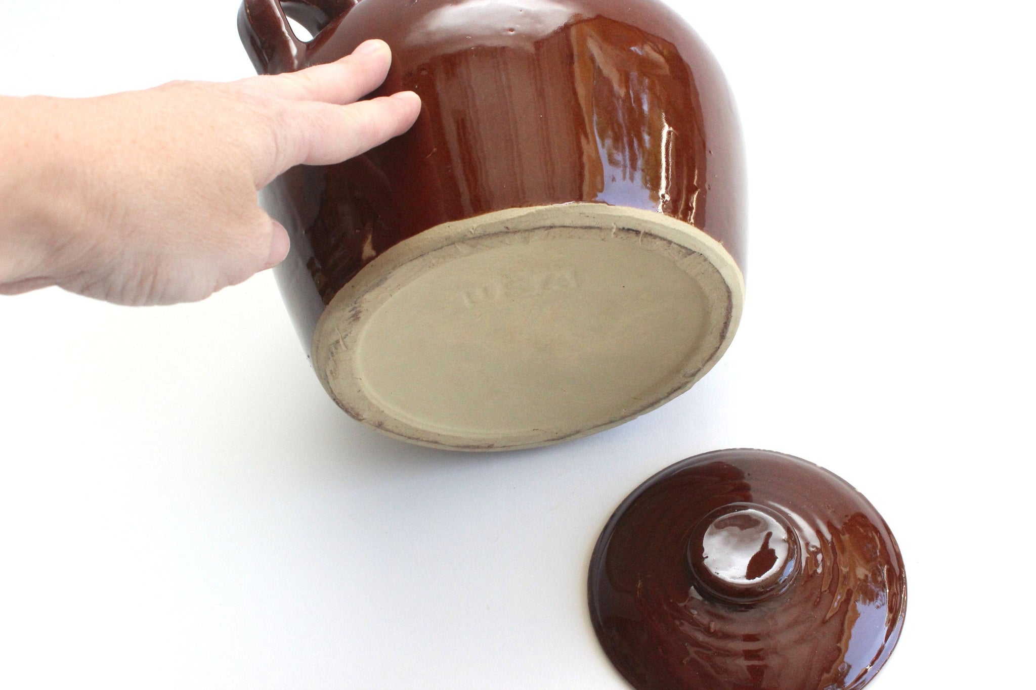 Vintage Stoneware Crock Pot, Glazed Ceramic Planter
