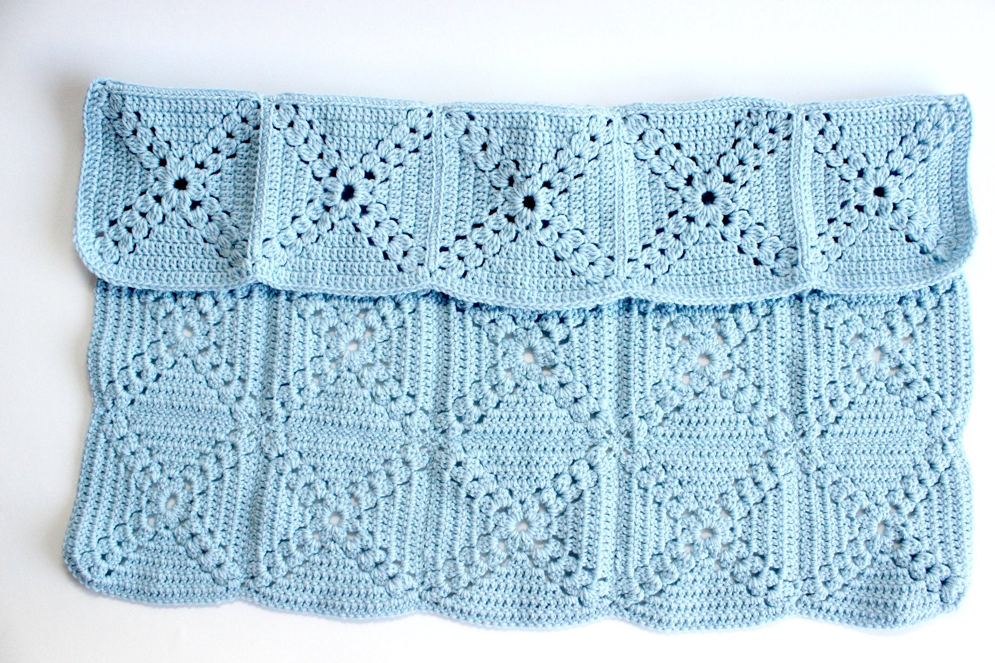 Hand Knit Baby Blanket, Baby Changing Pad, Blue Nursery Decor
