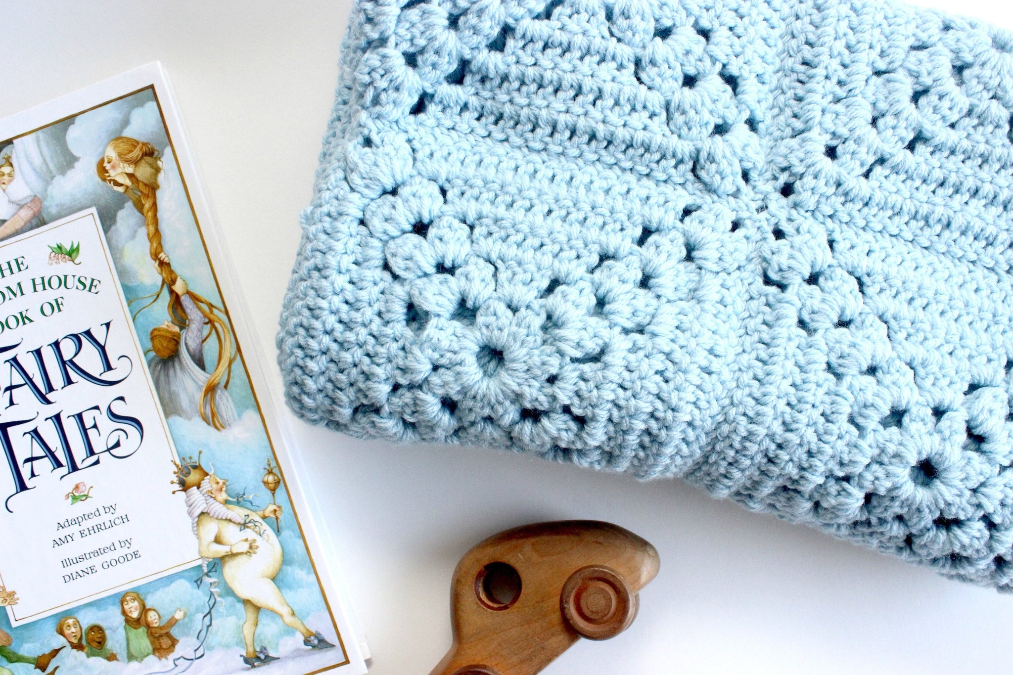 Hand Knit Baby Blanket, Baby Changing Pad, Blue Nursery Decor