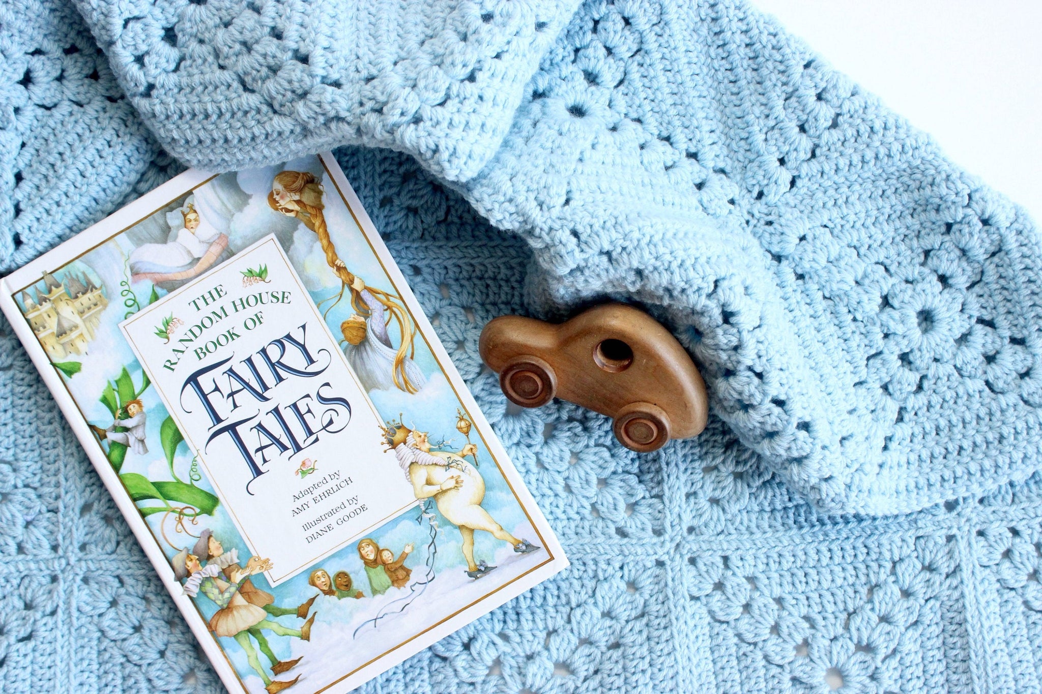 Hand Knit Baby Blanket, Baby Changing Pad, Blue Nursery Decor