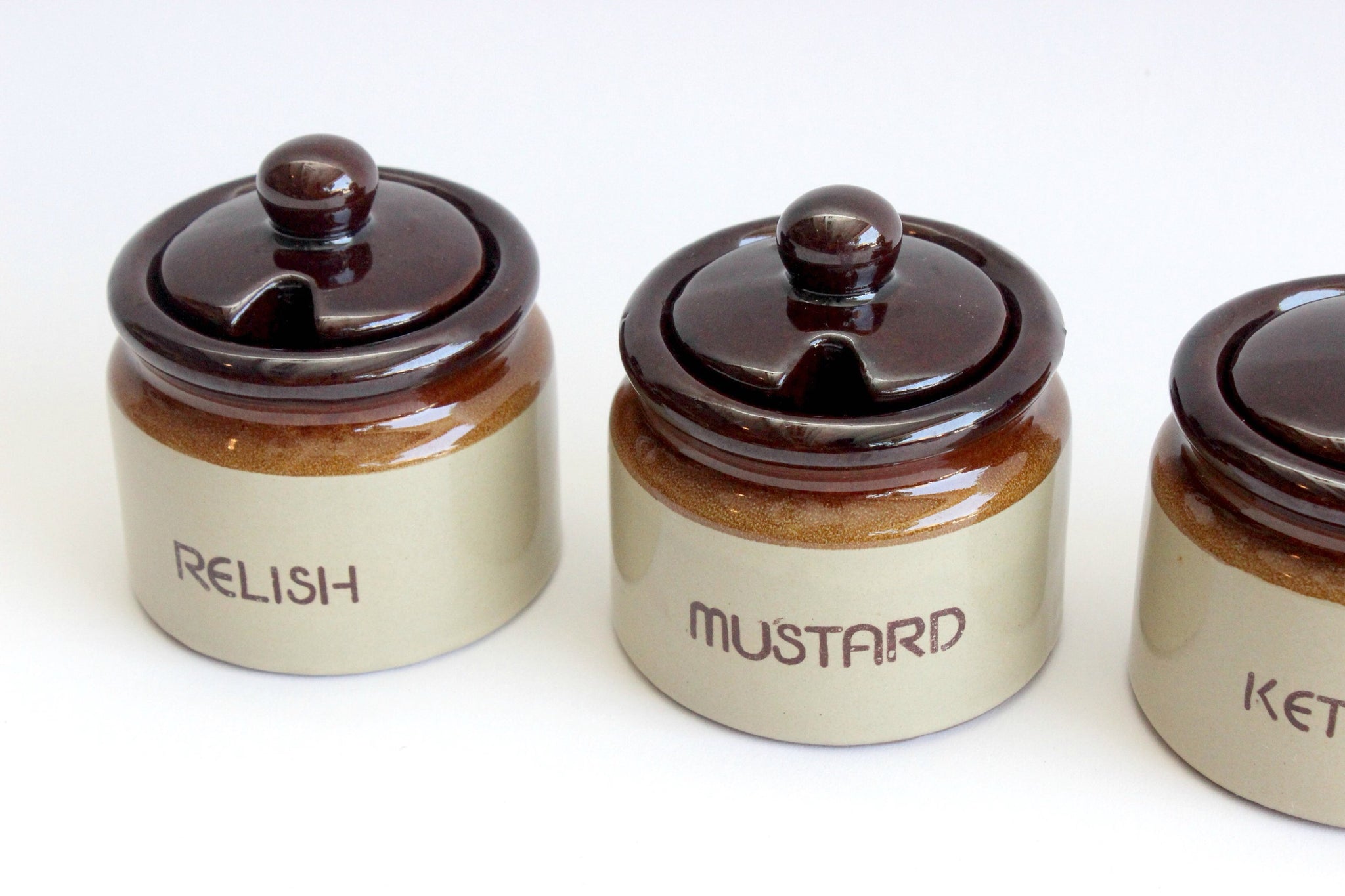 Vintage Stoneware Condiment Servers, Ceramic Sauce Dishes