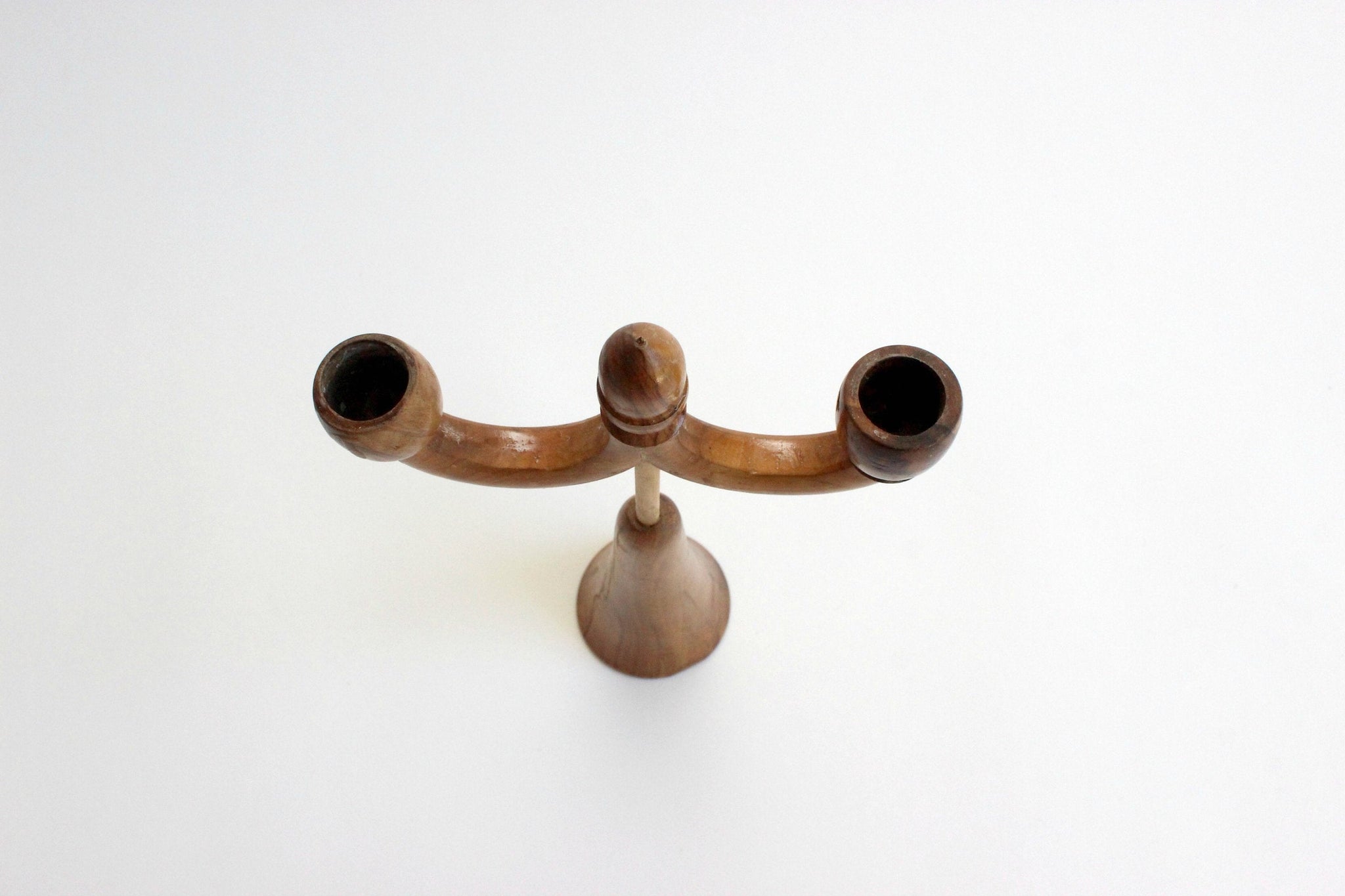 Wood Candlestick Holder, Mid Century Home Decor, Gothic Style Candle Holder