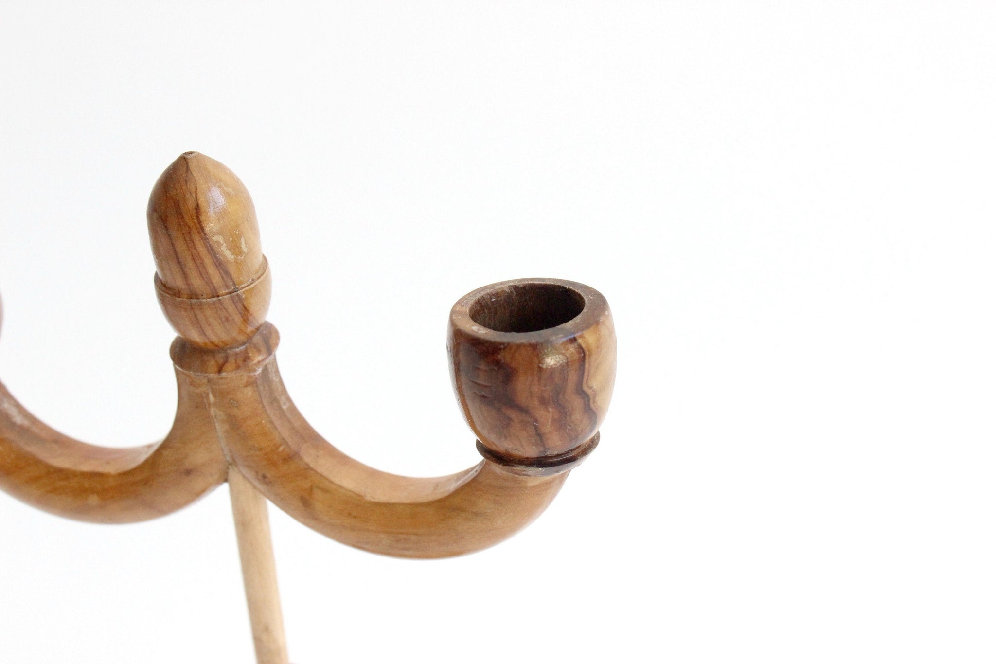 Wood Candlestick Holder, Mid Century Home Decor, Gothic Style Candle Holder