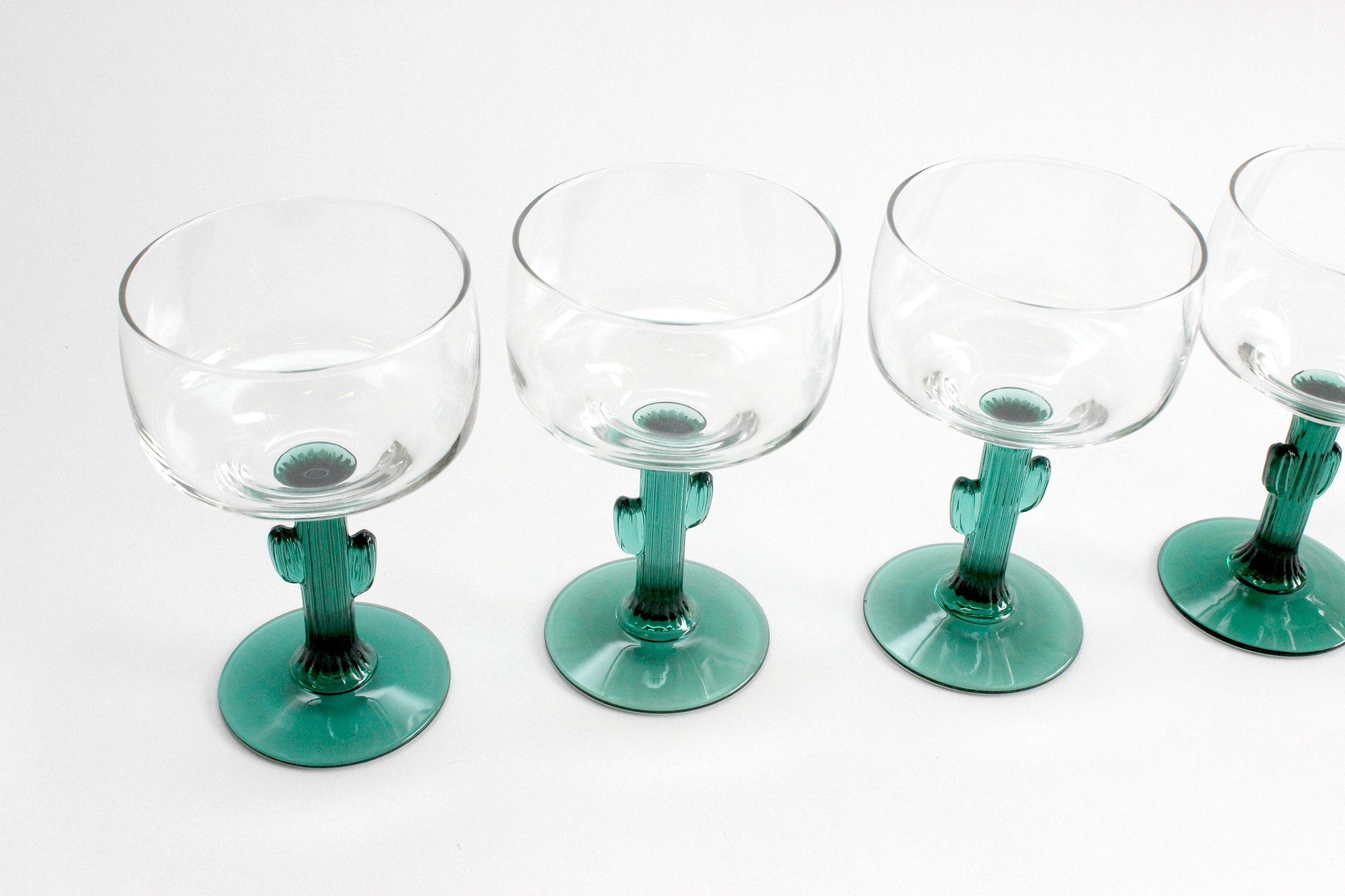 Cactus Stem Margarita Glasses, Vintage Drink & Barware
