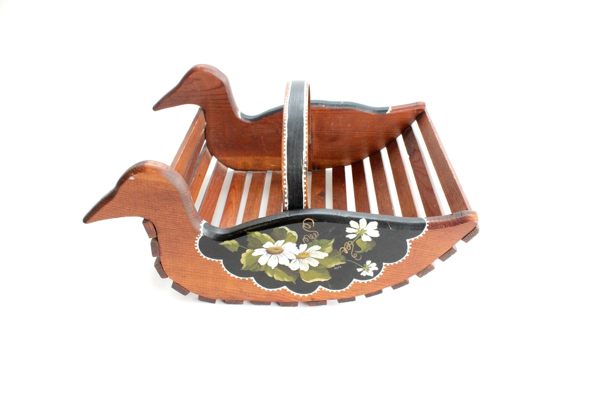 Cabin Decor, Wooden Duck Magazine Holder, Paper Organizer/Basket/Bin, Book Storage