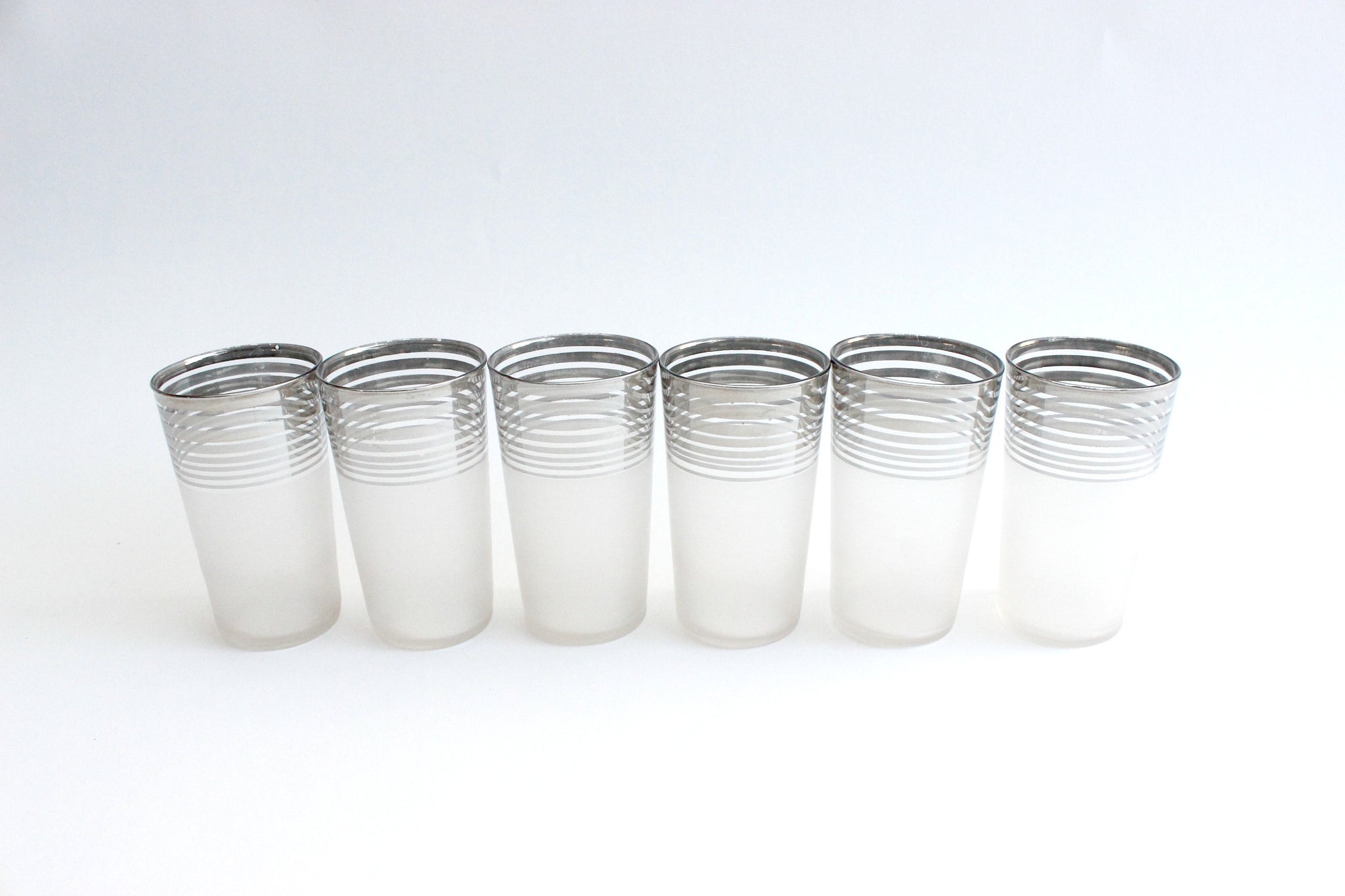 Mid Century Modern Cocktail Tumblers, Frosted Drinking Glasses, Vintage Barware