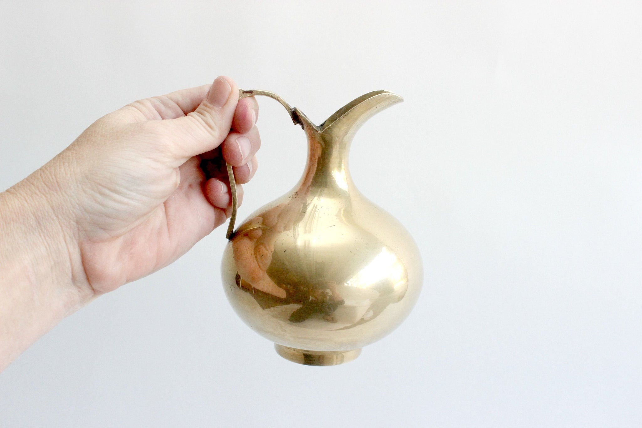Small Solid Brass Pitcher, Vintage Bud Vase