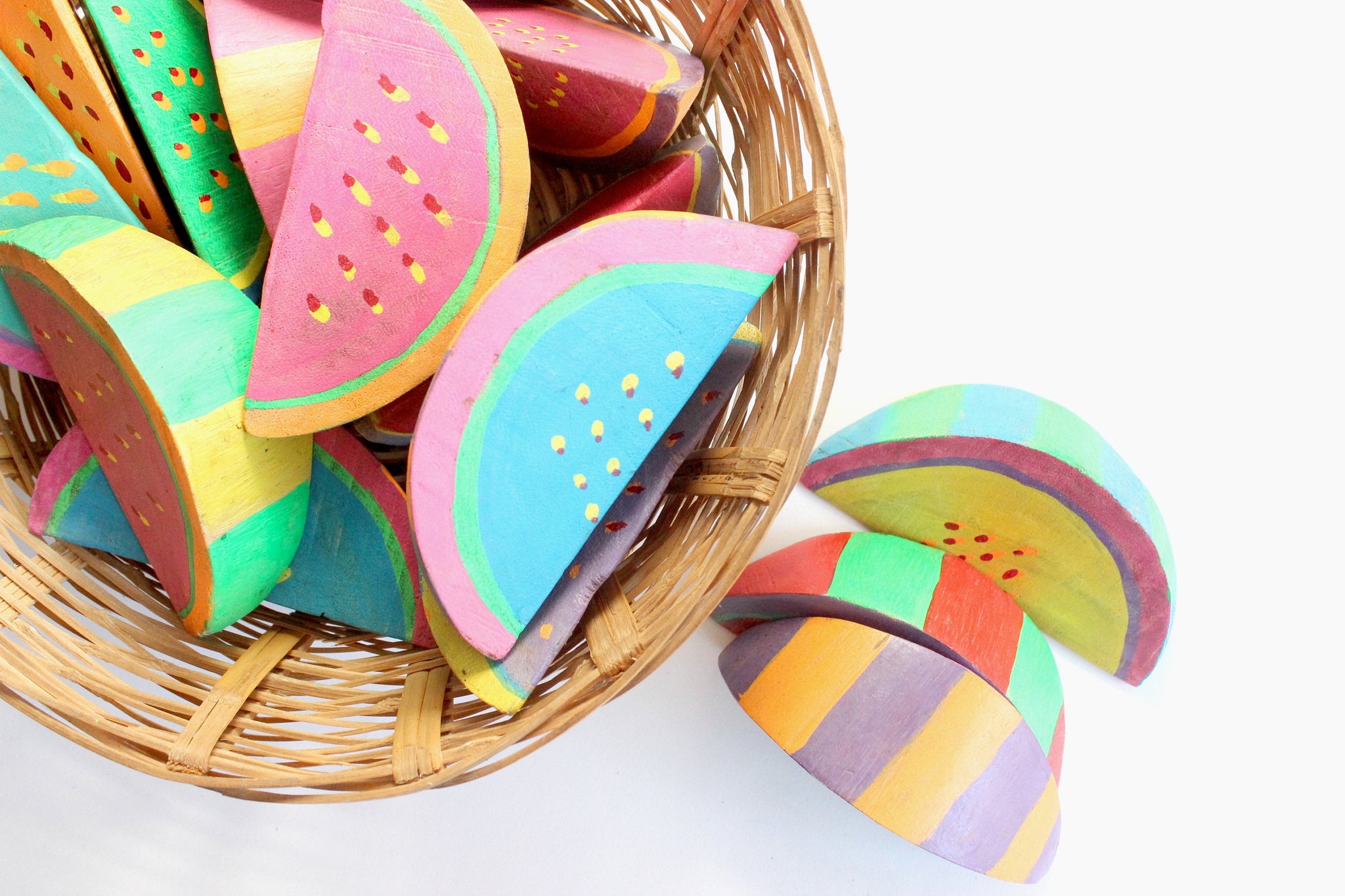 Hand Painted Wooden Watermelon Slices, Summer Table Decor
