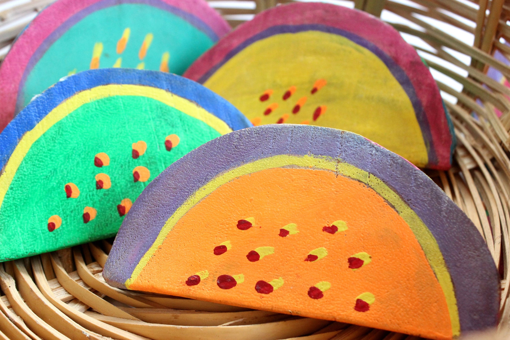 Hand Painted Wooden Watermelon Slices, Summer Table Decor
