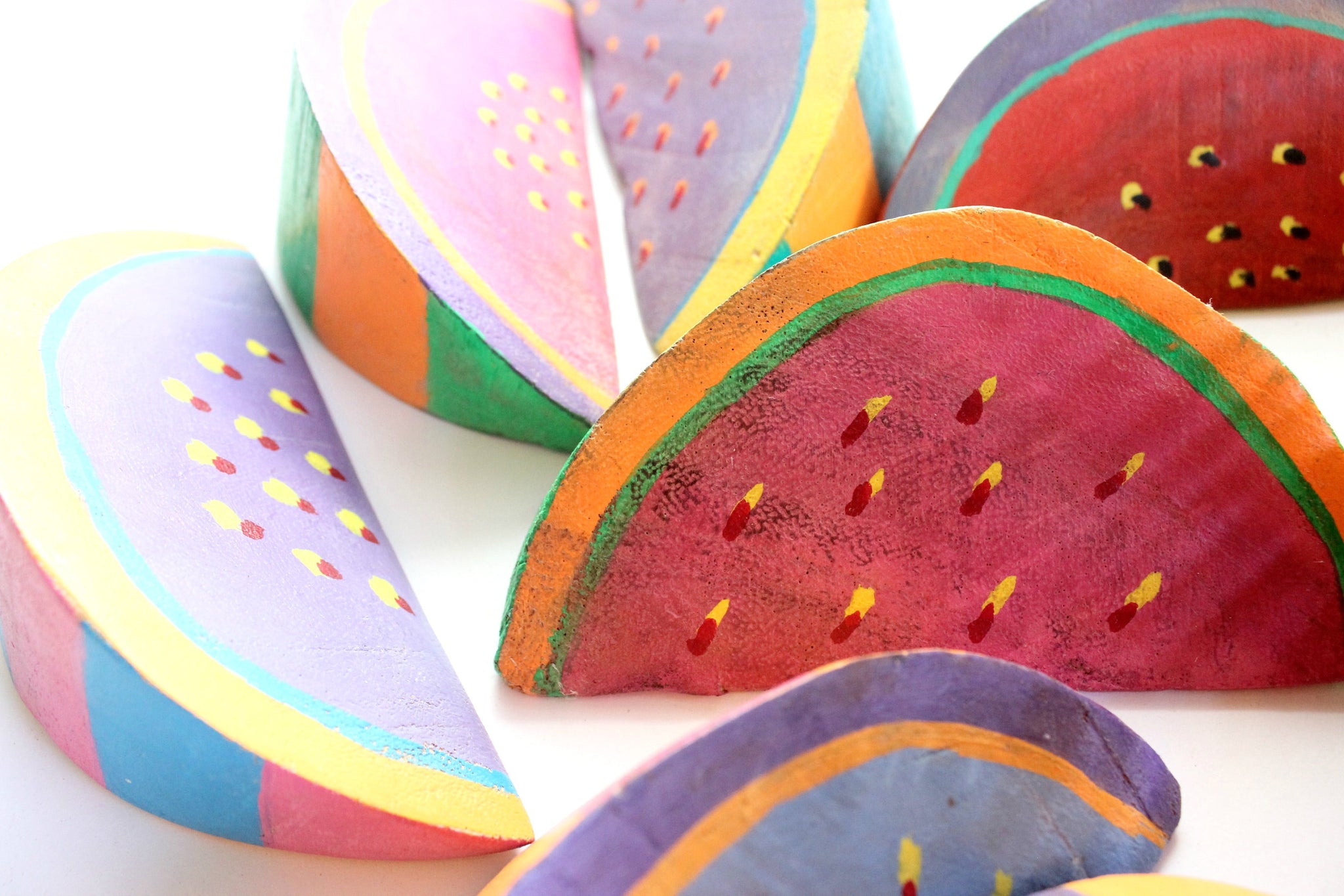 Hand Painted Wooden Watermelon Slices, Summer Table Decor