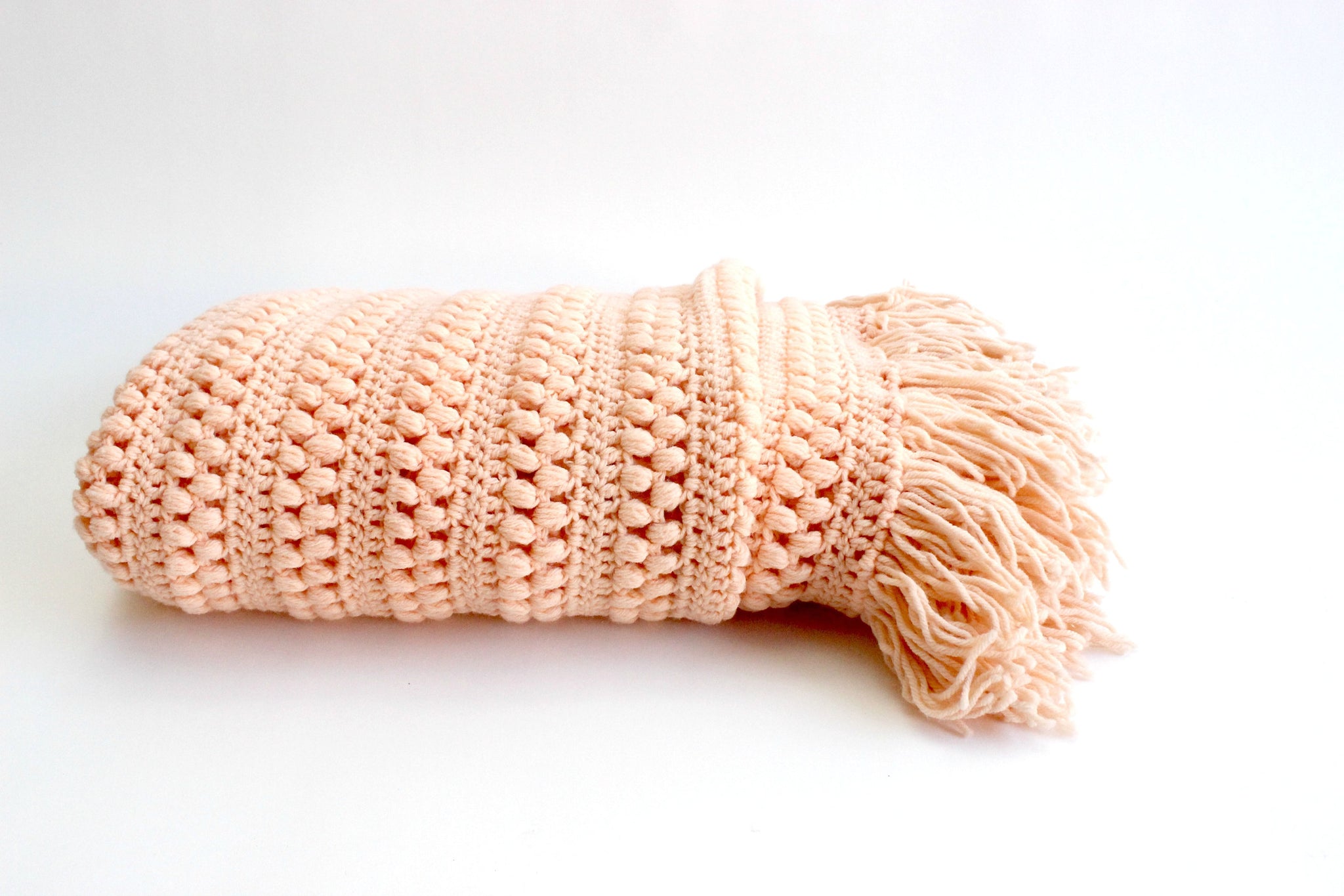 Vintage Knit Blanket, Blush Pink Throw