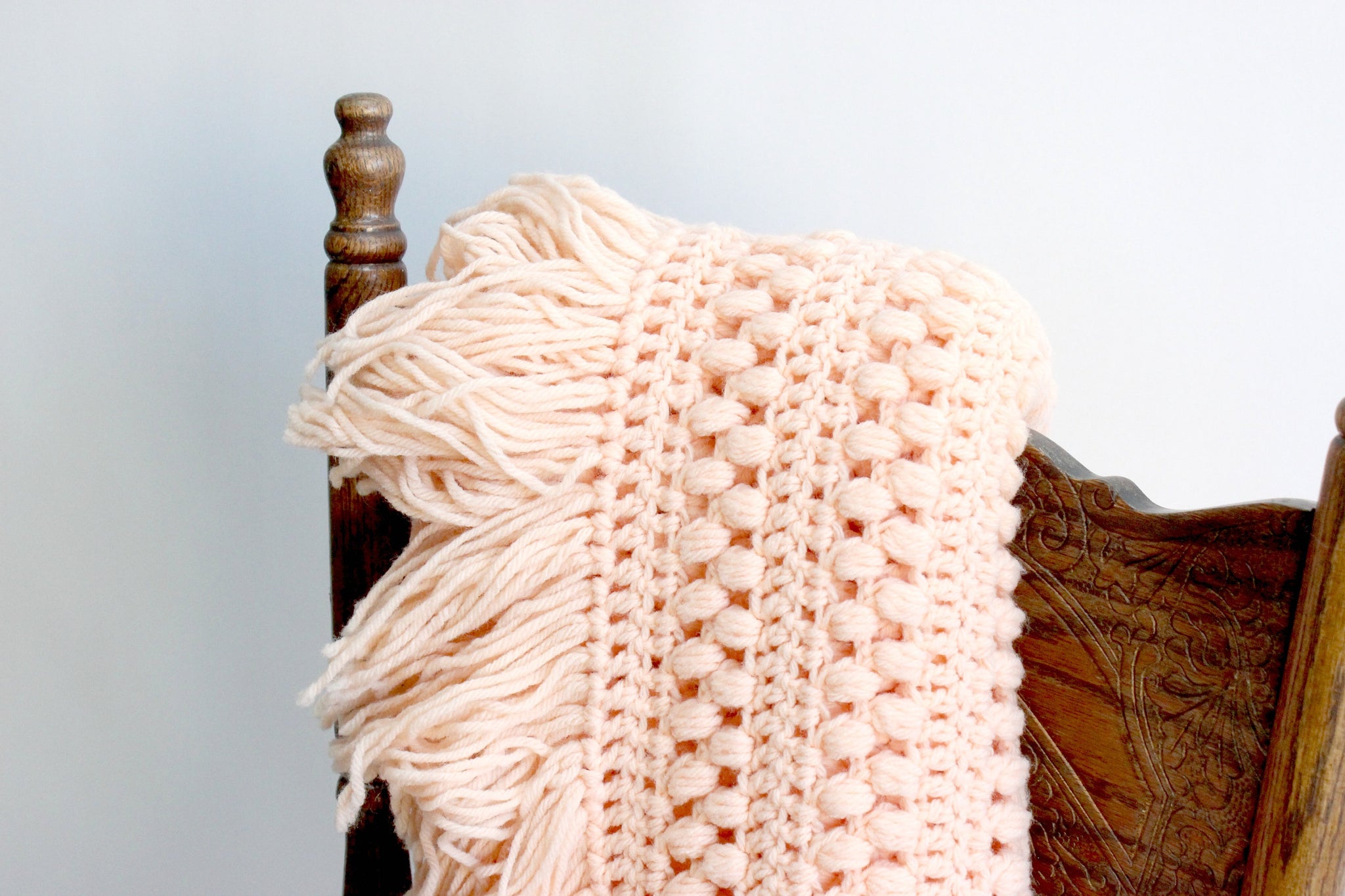 Vintage Knit Blanket, Blush Pink Throw