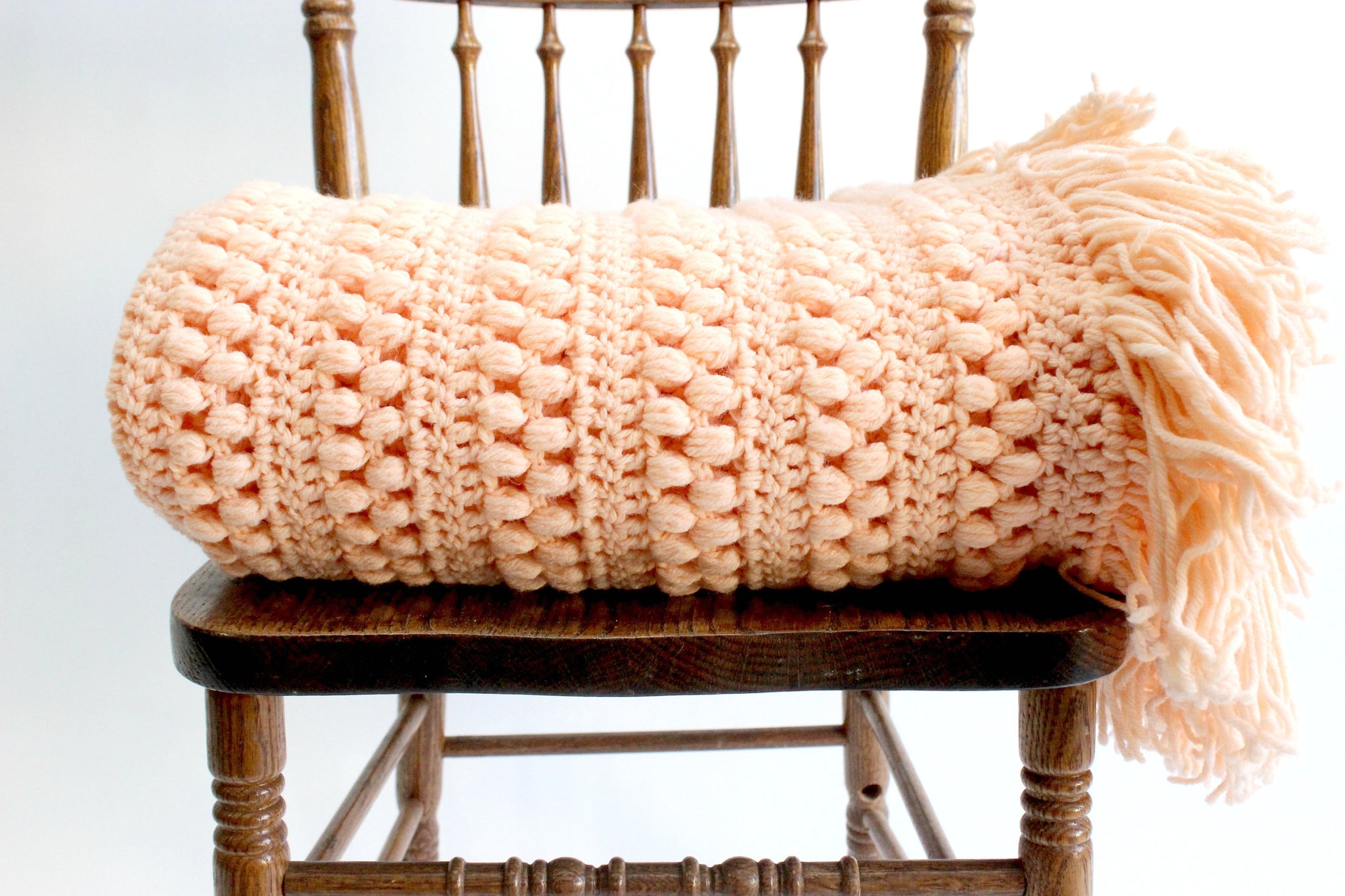 Vintage Knit Blanket, Blush Pink Throw