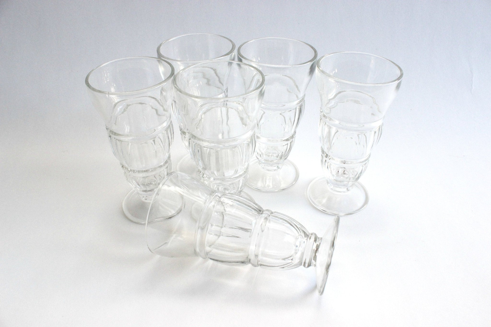 Vintage Milk Shake Glasses, Tall Ice Cream Sundae Cups
