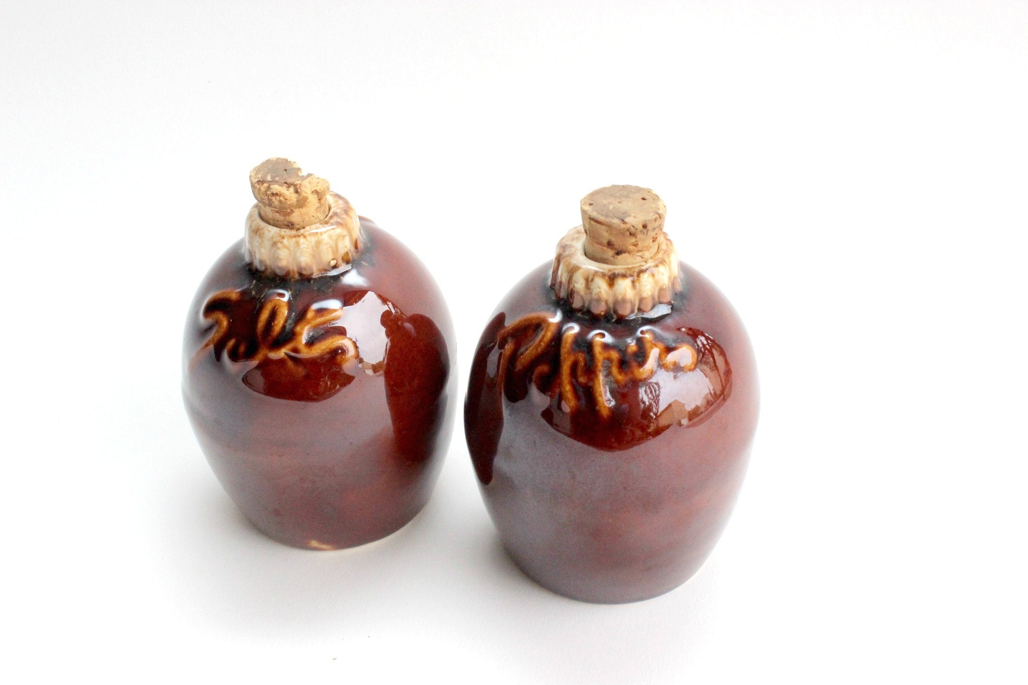 Stoneware Salt & Pepper Shakers, Vintage Kitchen Ware