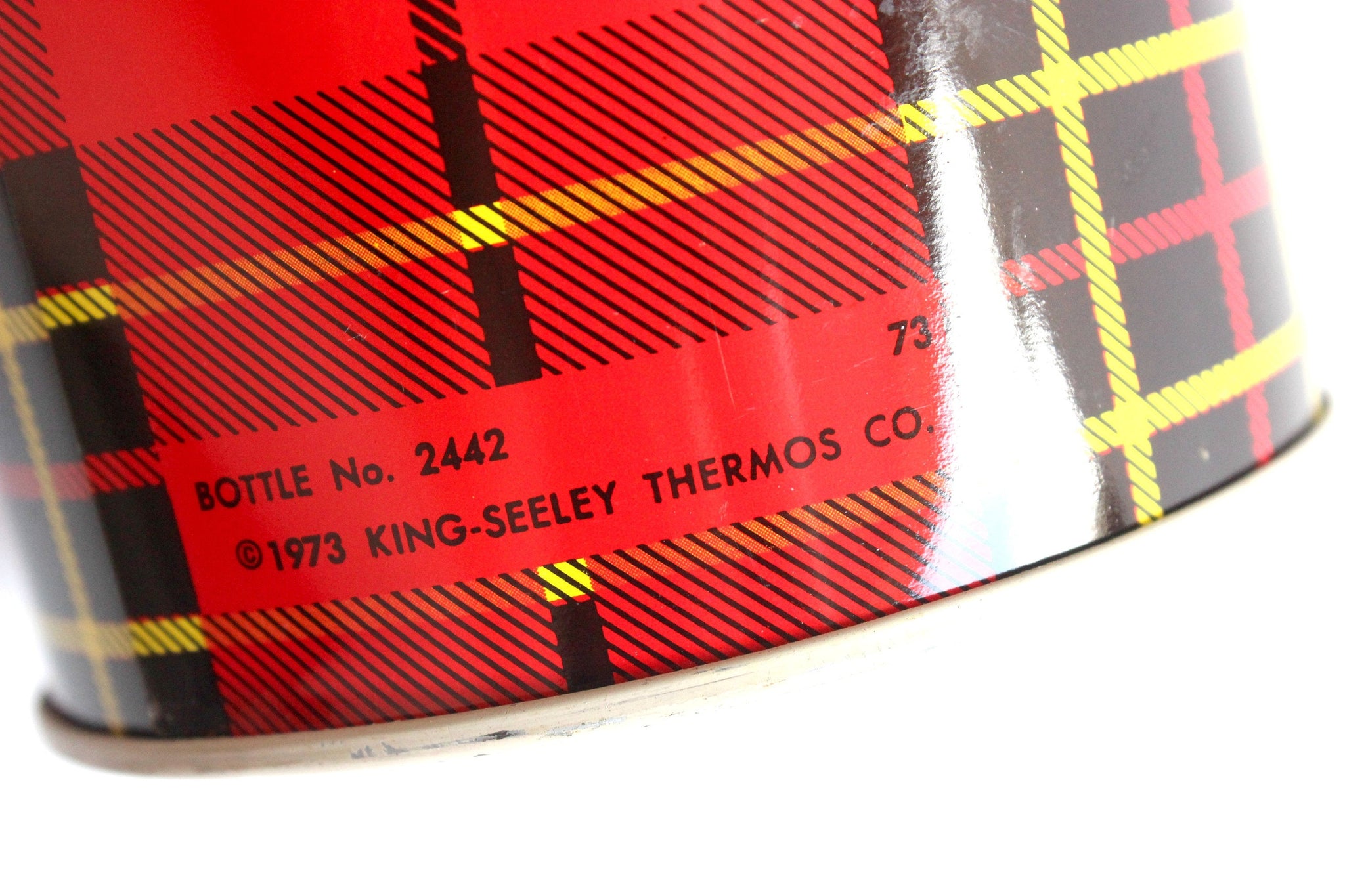 Vintage Red & Black Plaid Thermos, 1973 King-Seeley Thermos