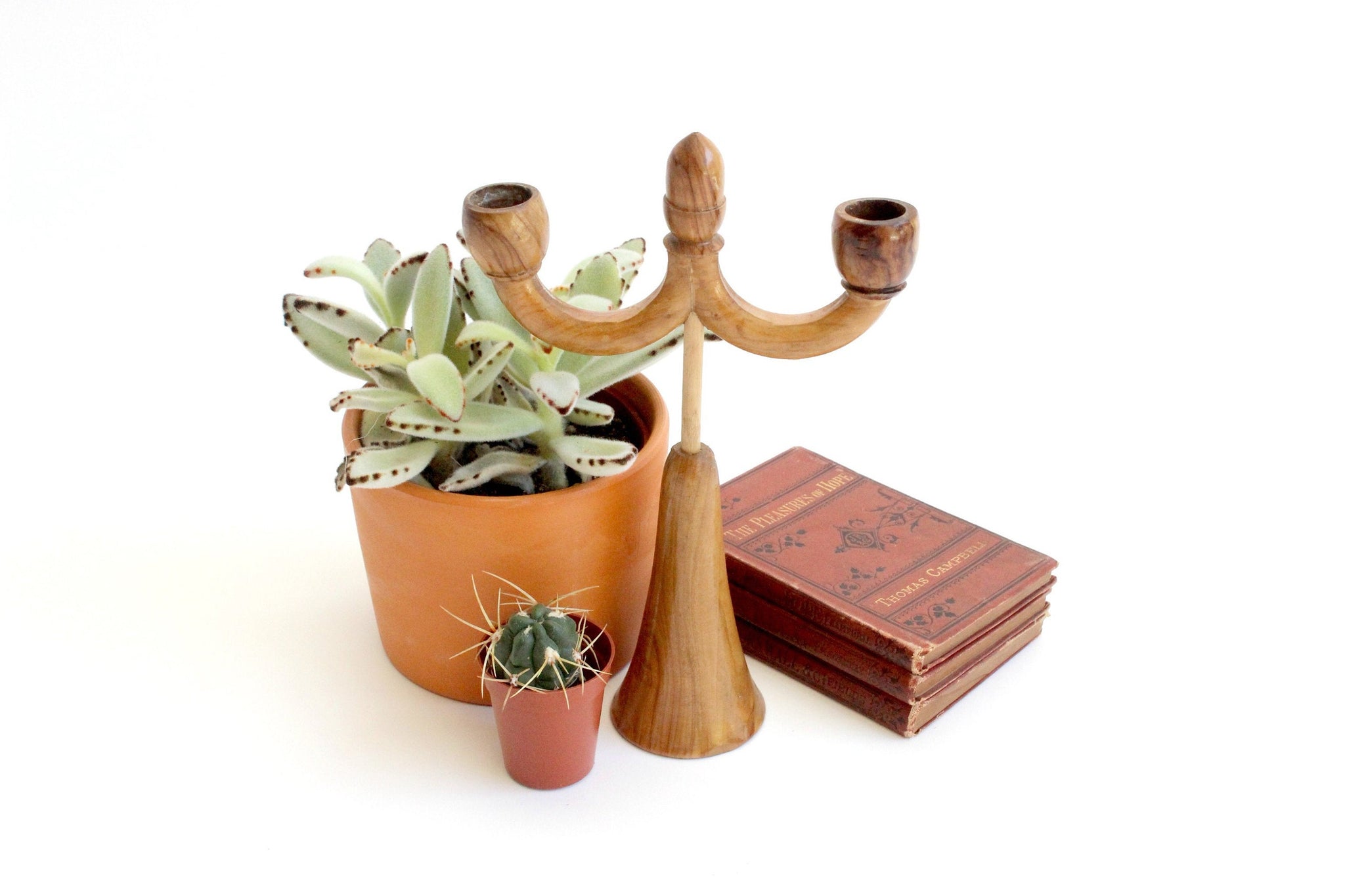 Wood Candlestick Holder, Mid Century Home Decor, Gothic Style Candle Holder