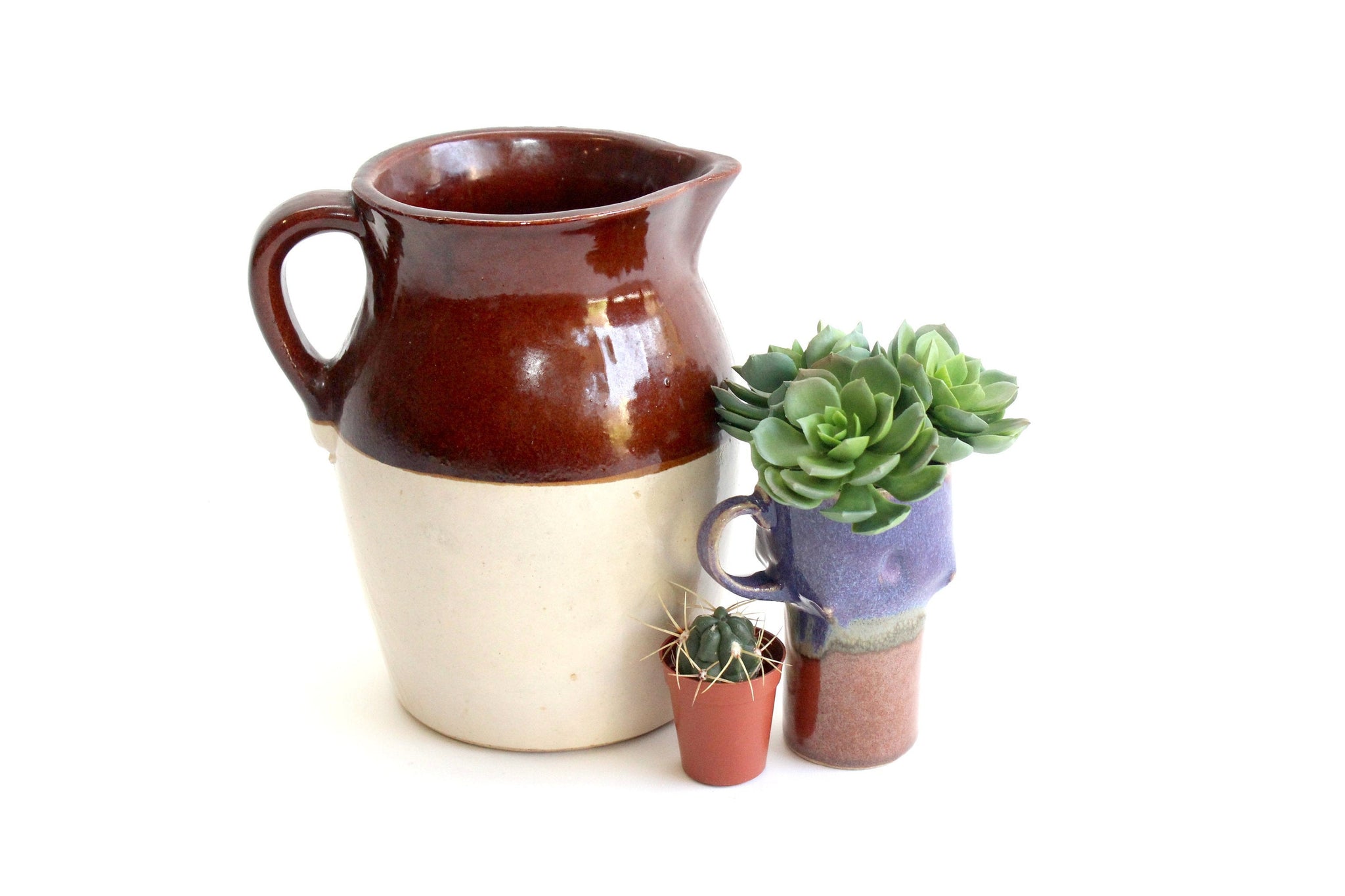 Large Stoneware Pitcher, Farmhouse Style Kitchen Decor