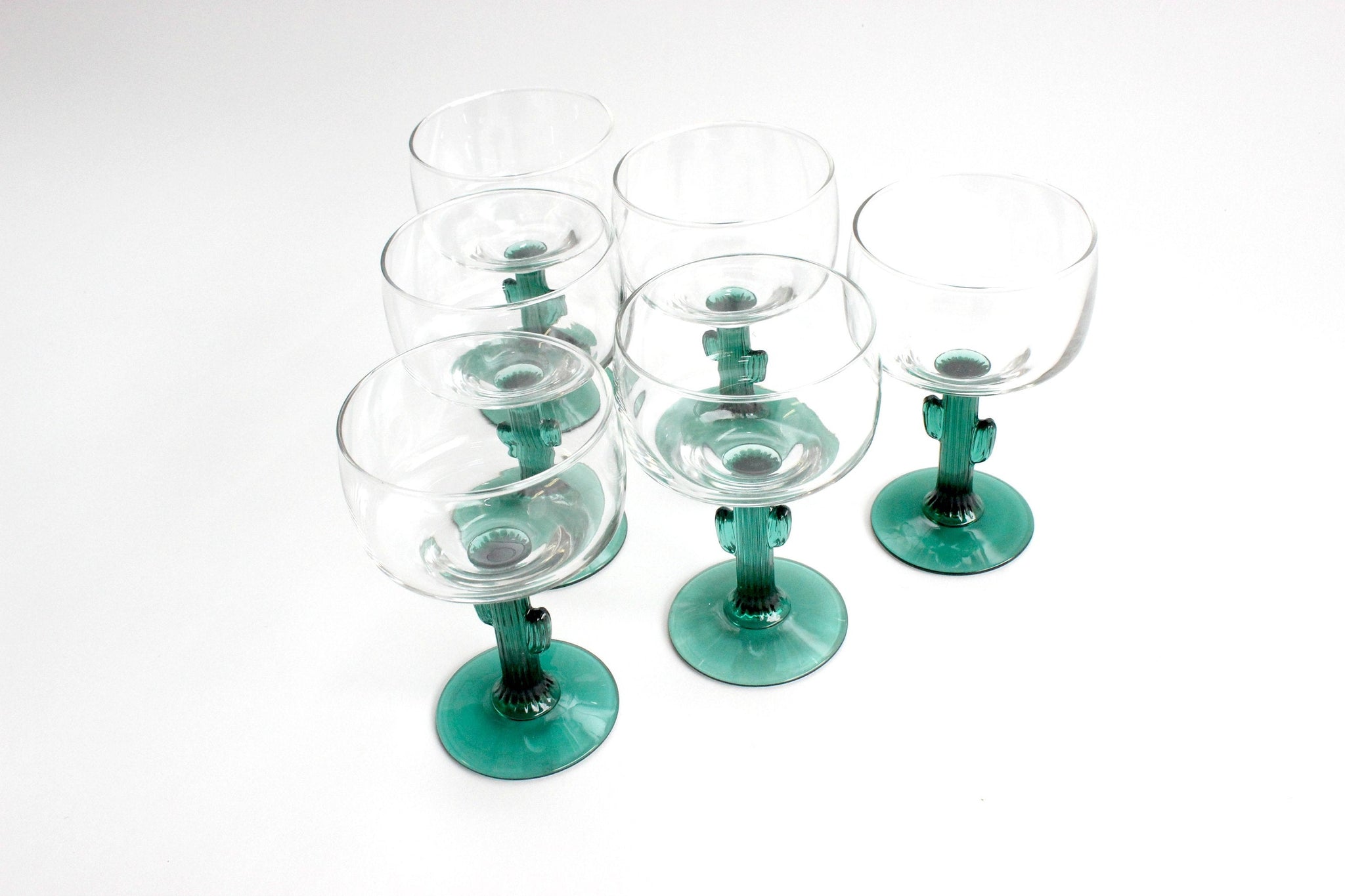 Cactus Stem Margarita Glasses, Vintage Drink & Barware