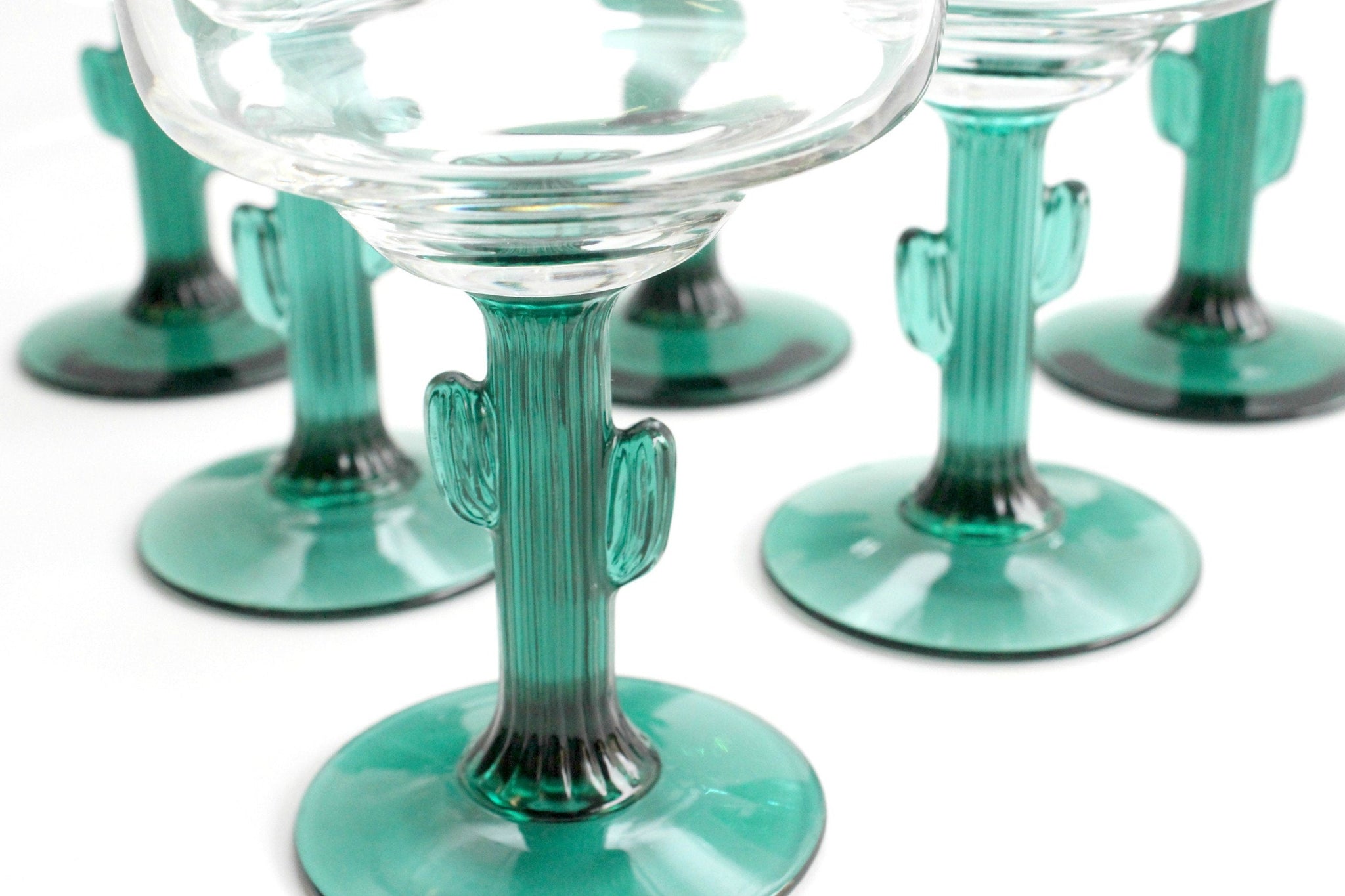 Cactus Stem Margarita Glasses, Vintage Drink & Barware