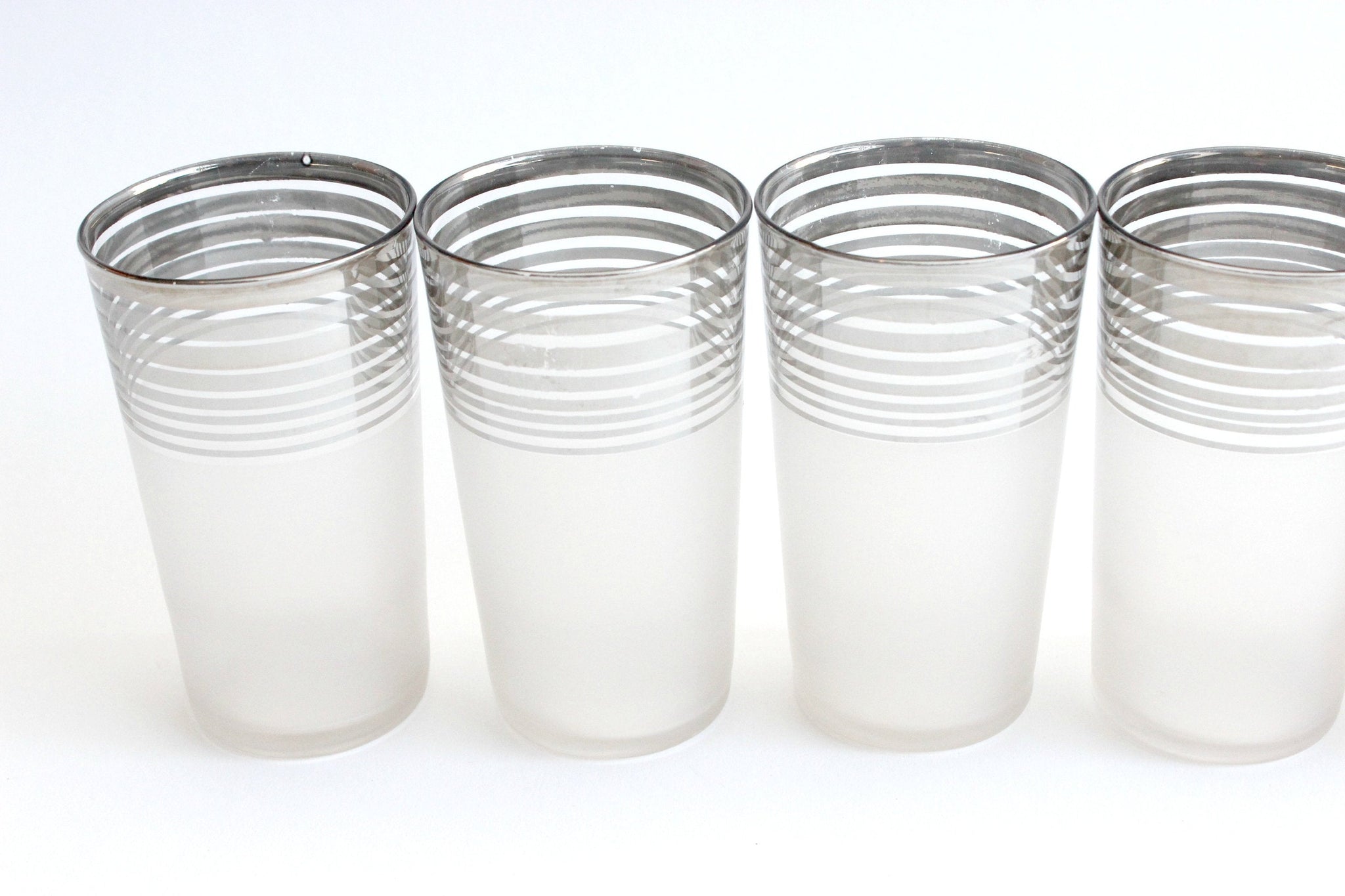Mid Century Modern Cocktail Tumblers, Frosted Drinking Glasses, Vintage Barware