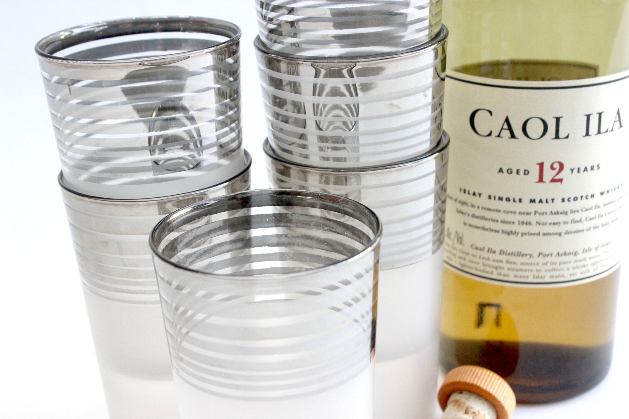 Mid Century Modern Cocktail Tumblers, Frosted Drinking Glasses, Vintage Barware
