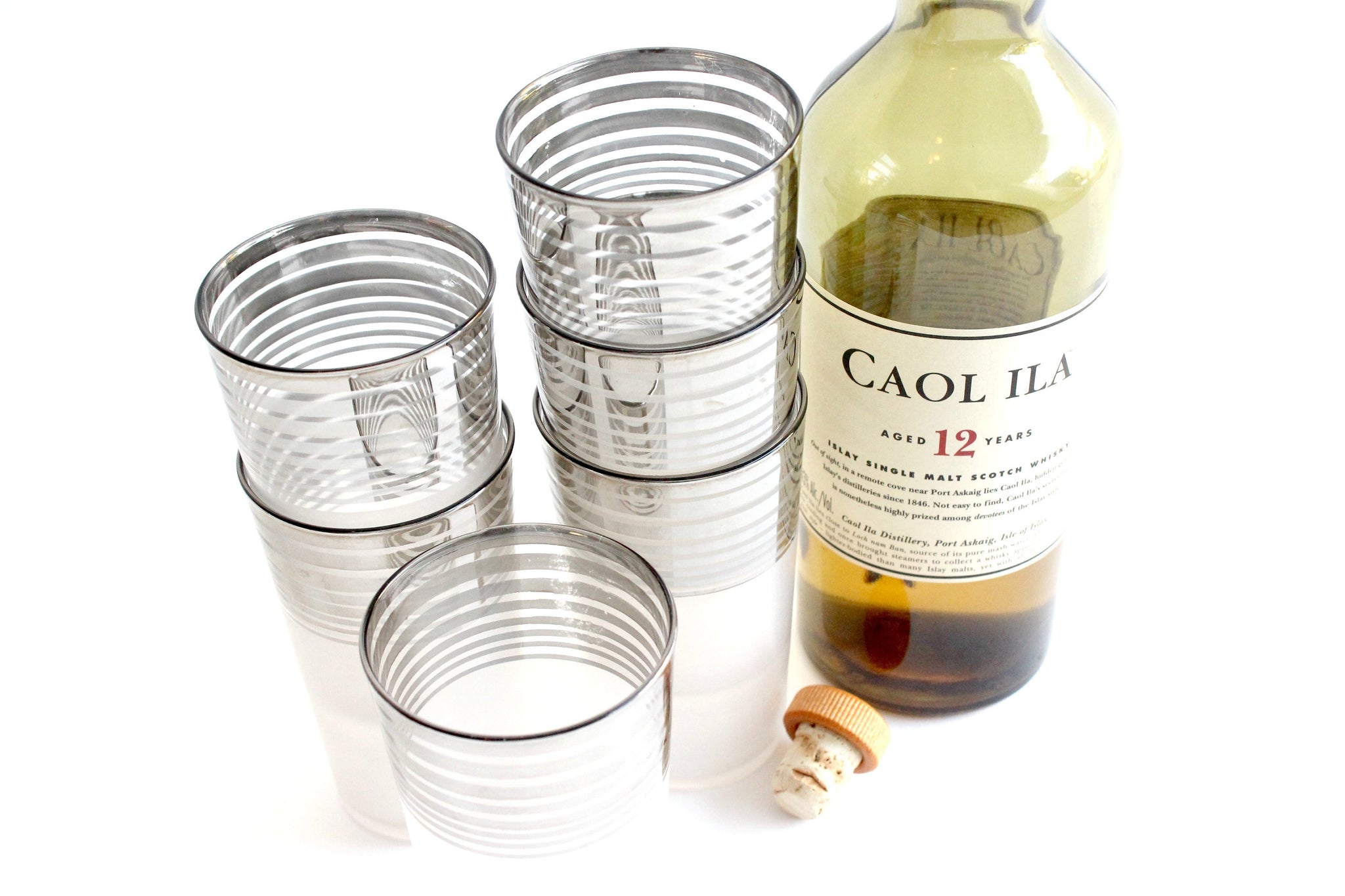 Mid Century Modern Cocktail Tumblers, Frosted Drinking Glasses, Vintage Barware