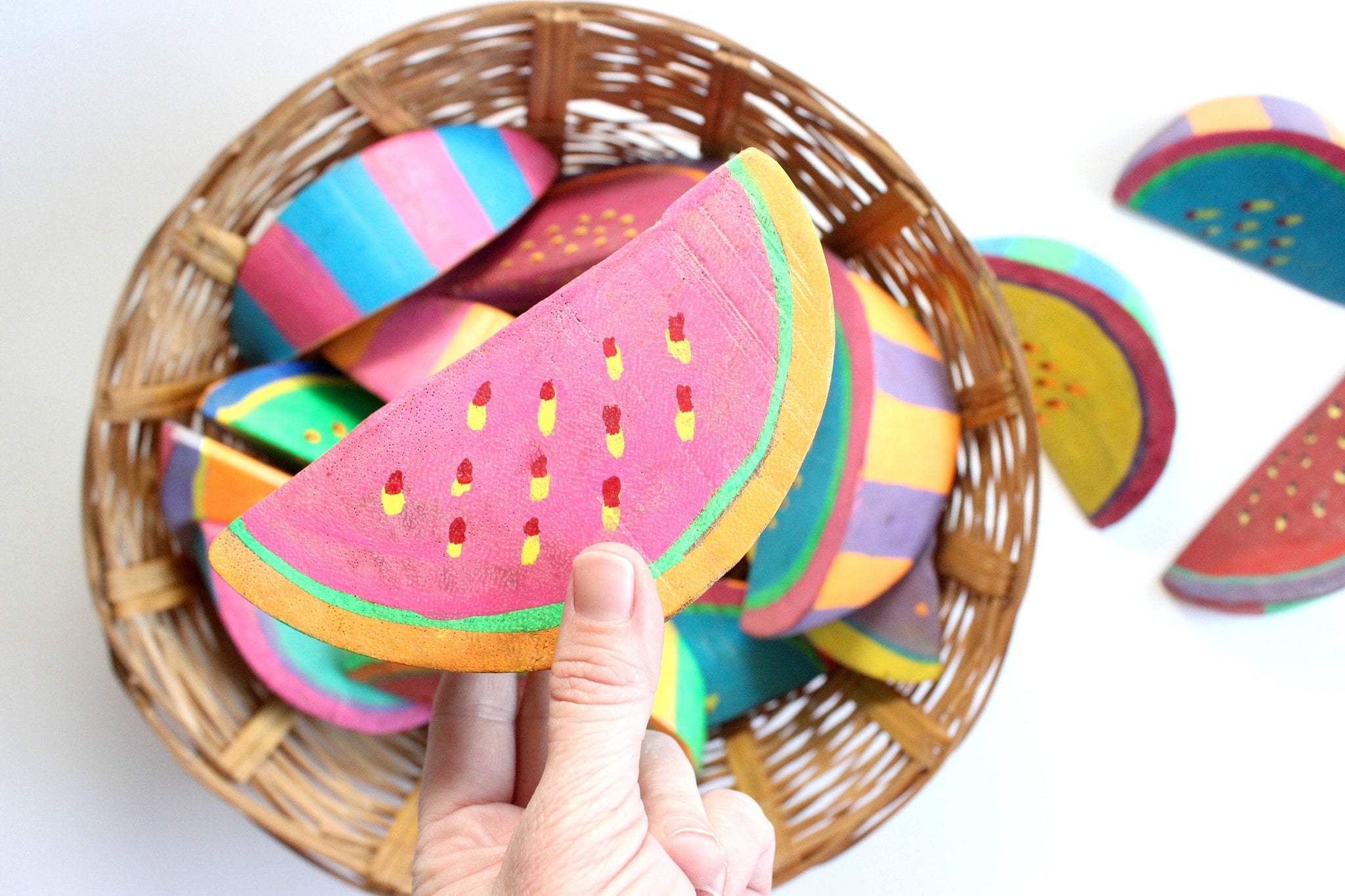 Hand Painted Wooden Watermelon Slices, Summer Table Decor