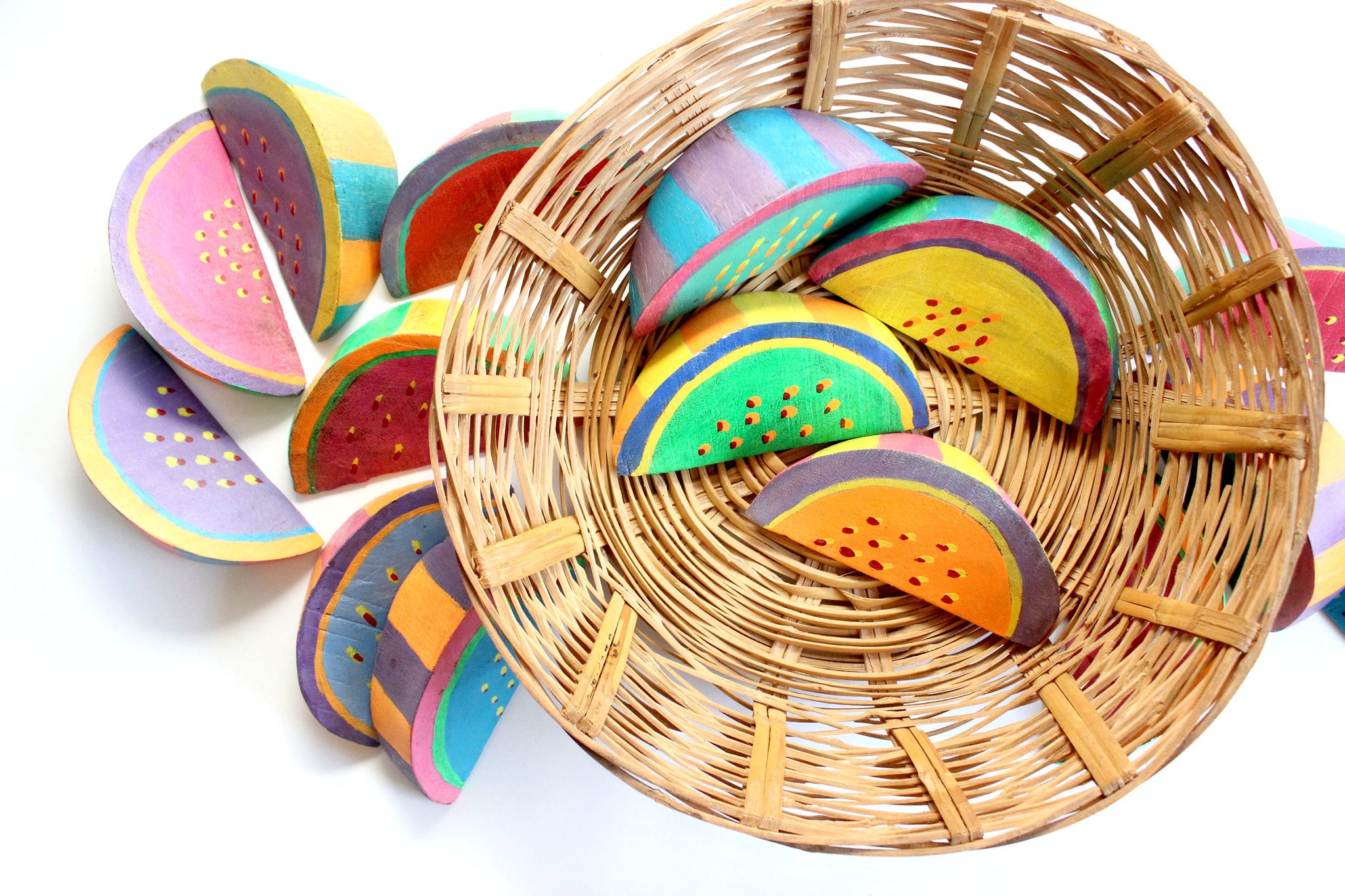 Hand Painted Wooden Watermelon Slices, Summer Table Decor