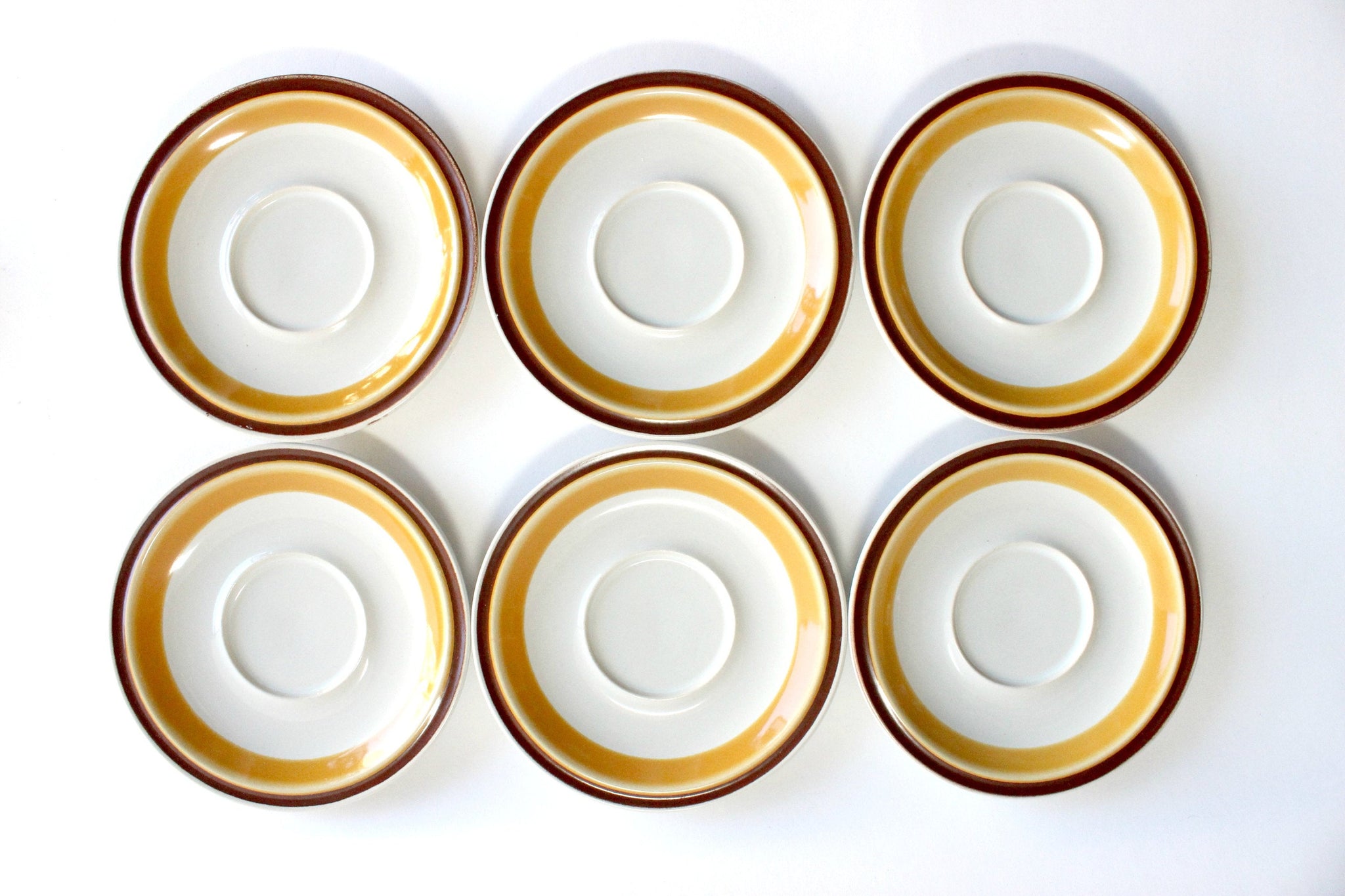 Vintage 1970s Stoneware Coffee Cups, Saucers, Creamer, & Sugar Dish