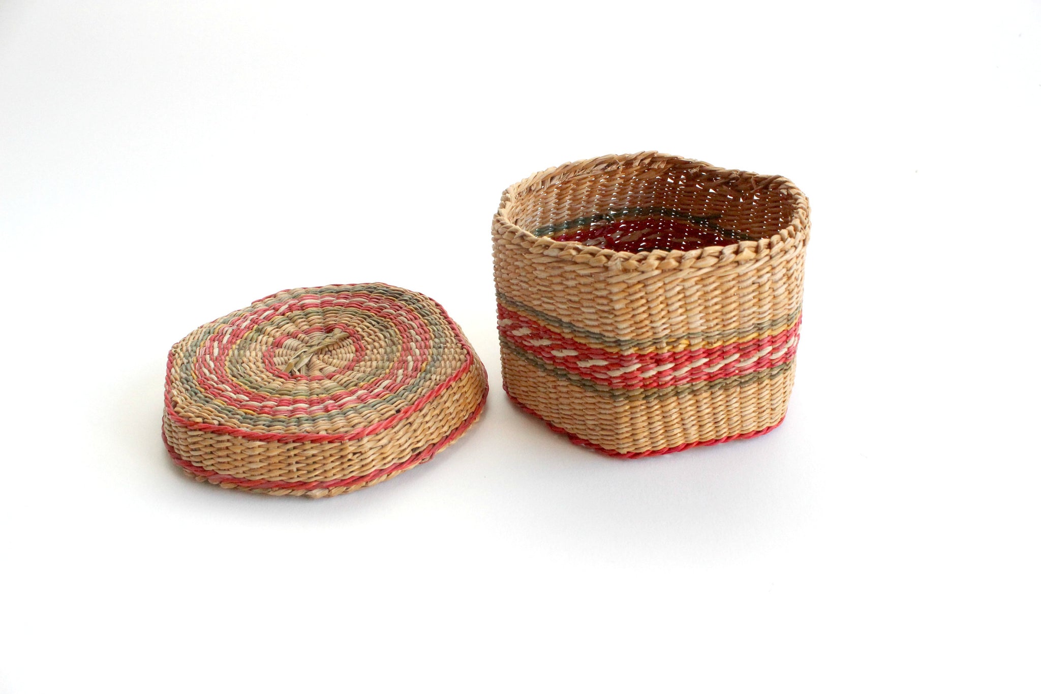 Vintage Woven Basket With Lid