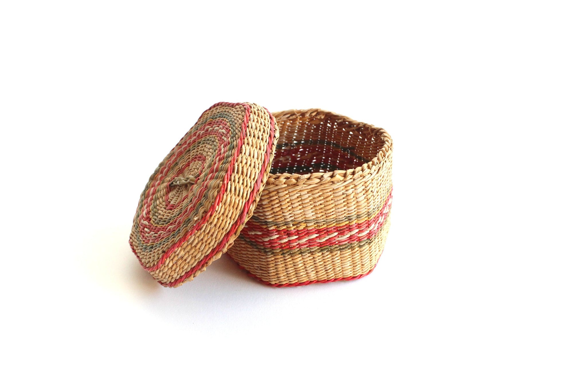 Vintage Woven Basket With Lid