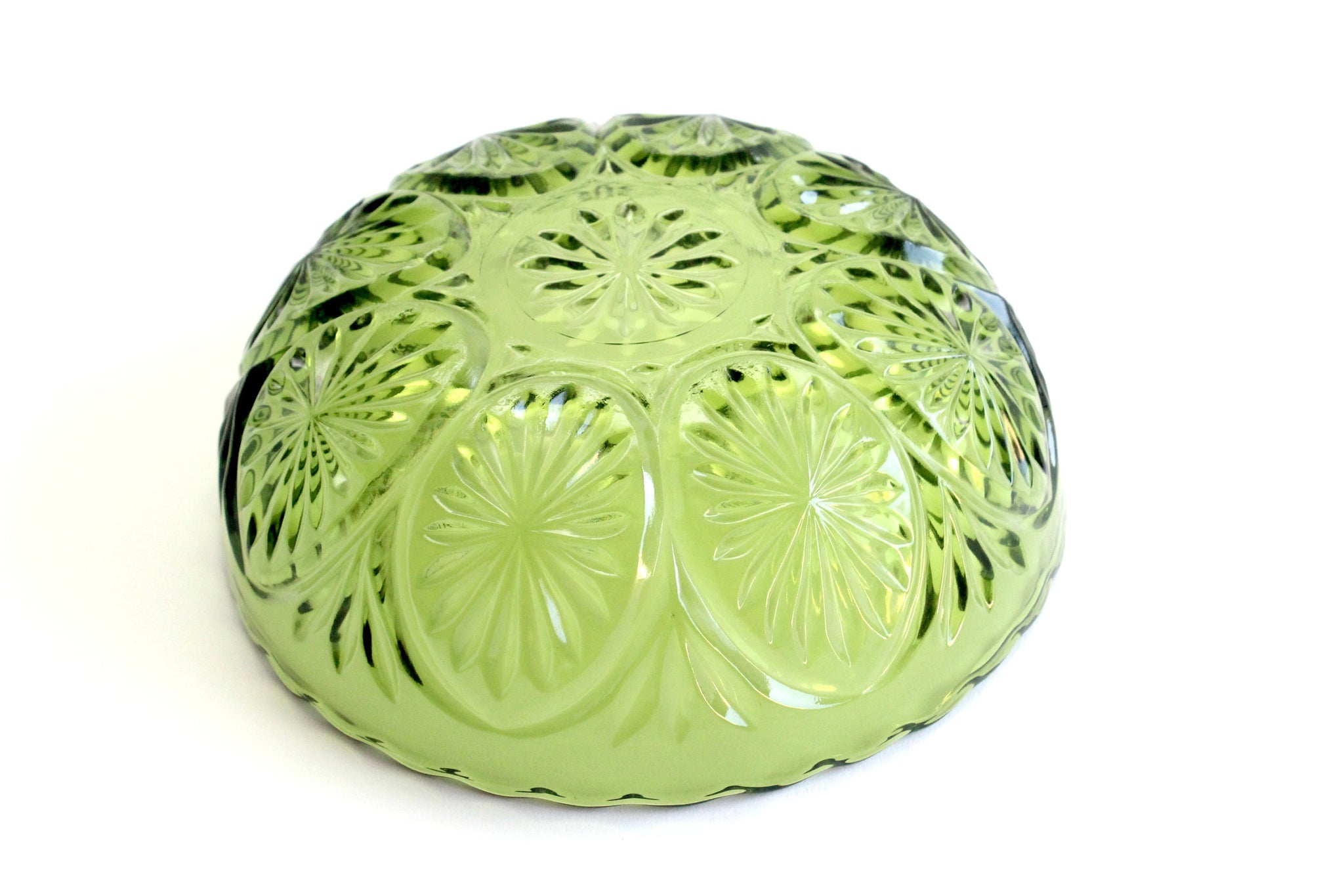 Vintage Green Glass Bowl, Pressed Glass Serving Bowl, Mid Century Servingware