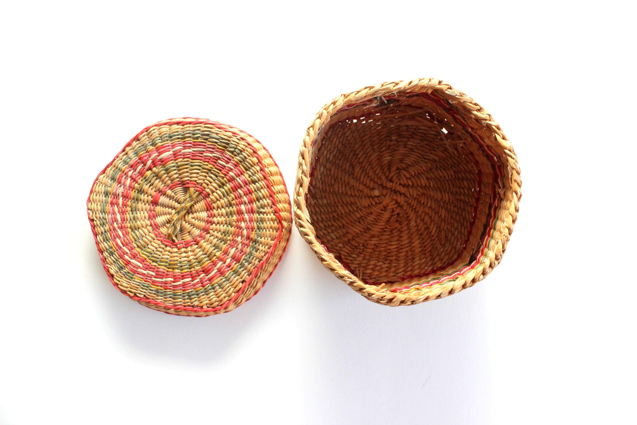 Vintage Woven Basket With Lid