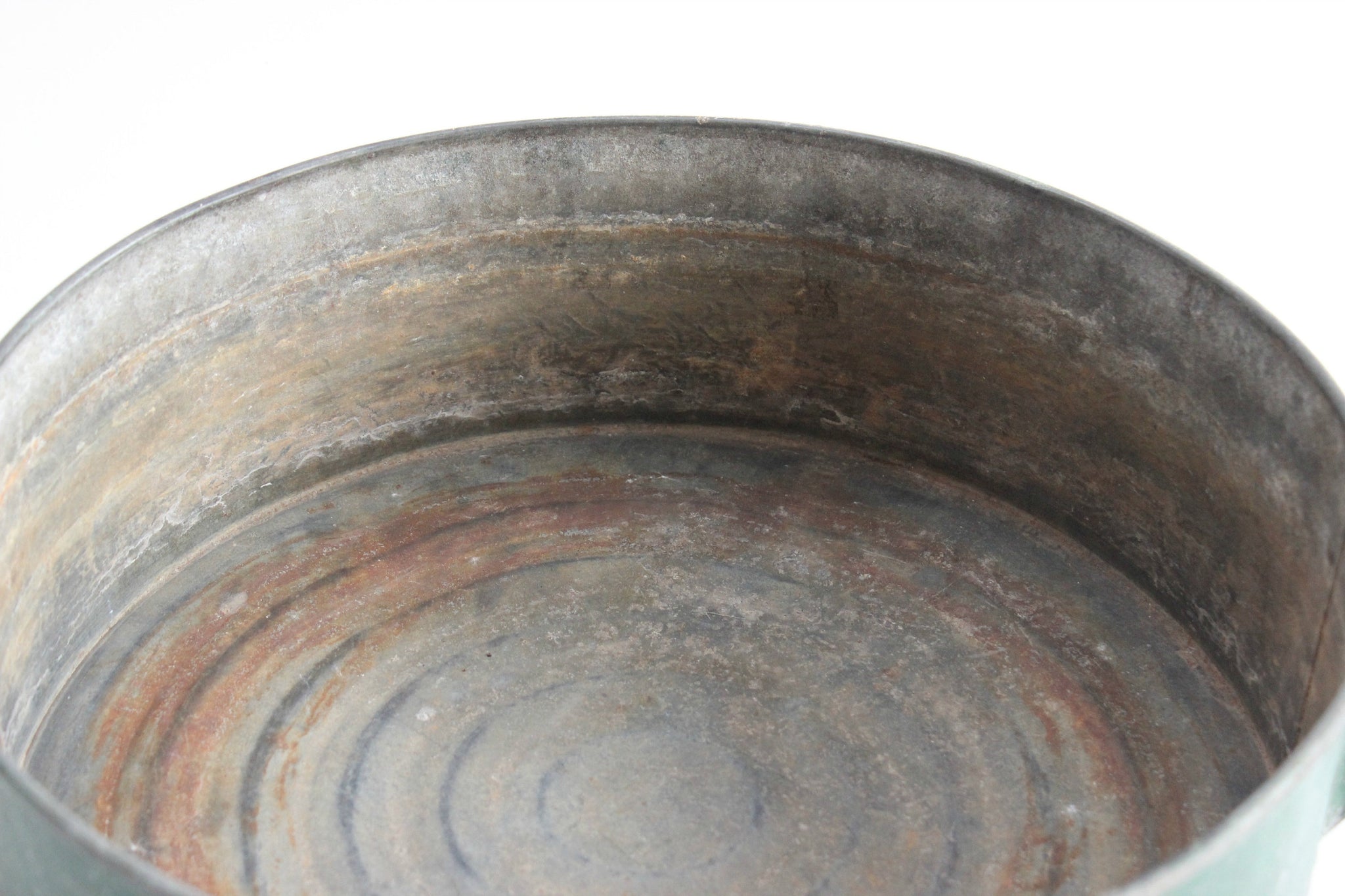 Antique Automotive Metal Oil Pan, Galvanized Bucket