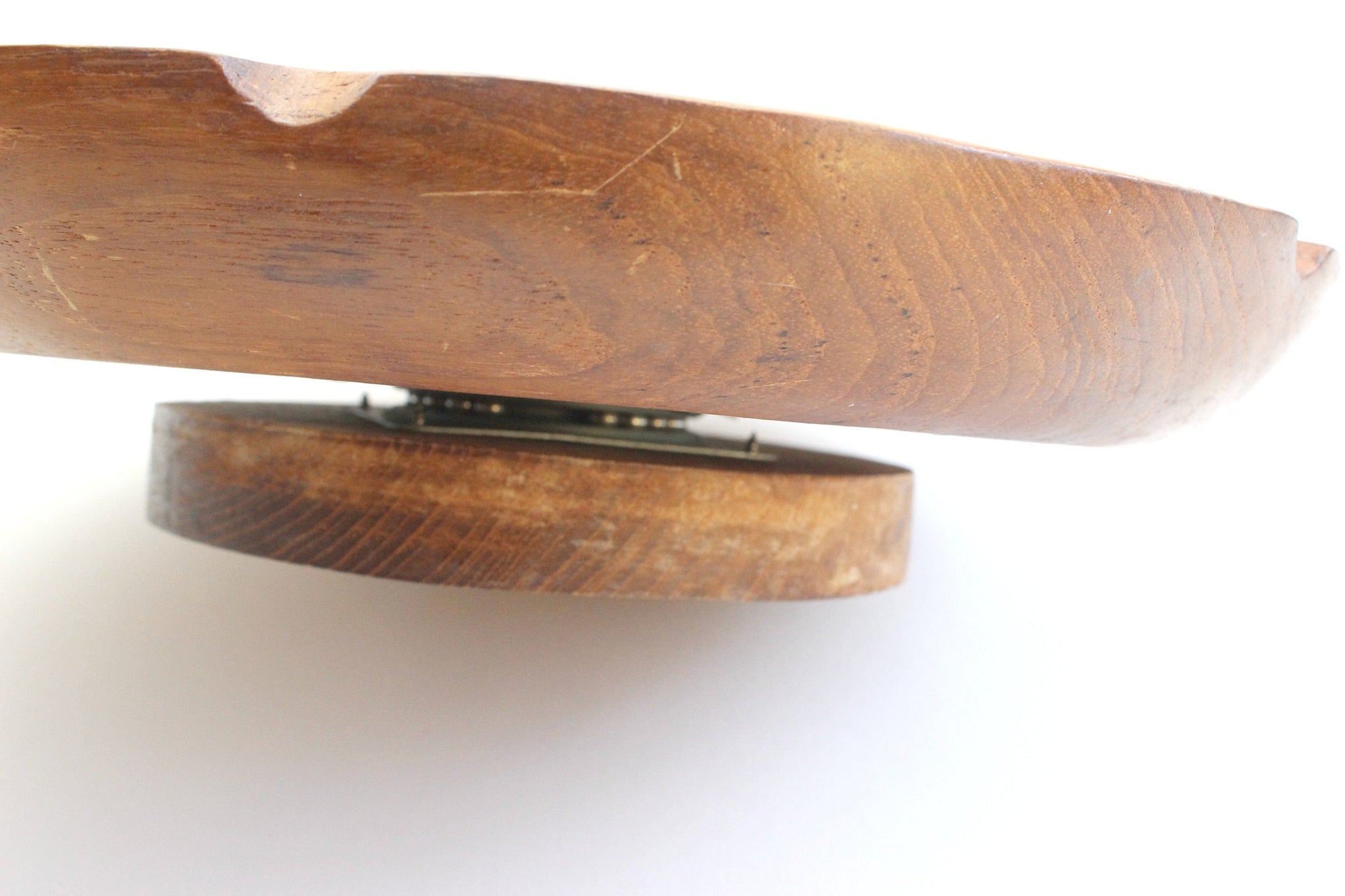 Vintage Teakwood Rotating Serving Plate, Round Wooden Divided Platter