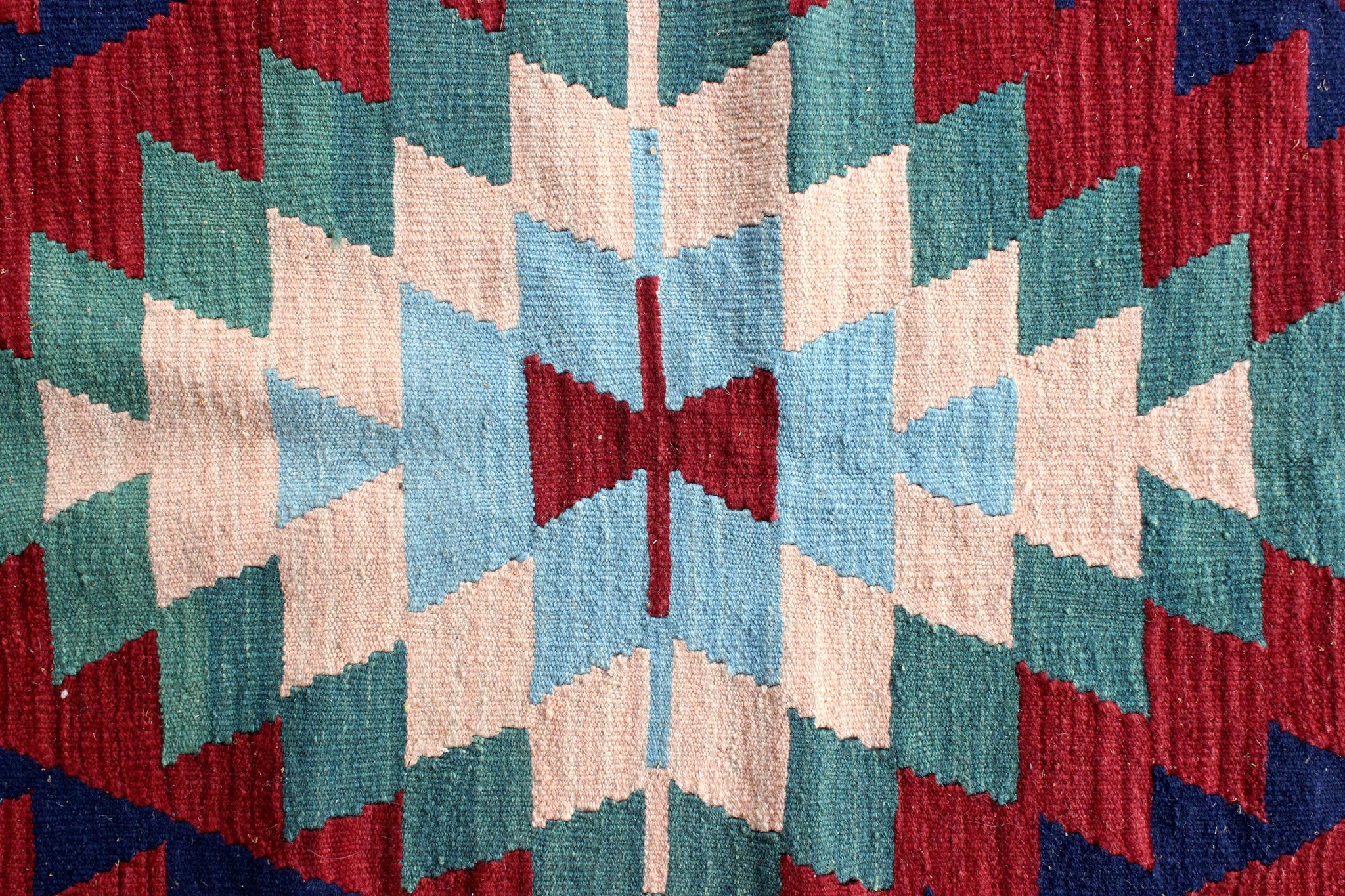 Vintage Turkish Kilim Rug, Hand Woven Geometric Rug, 4' x 6' Wool Area Rug