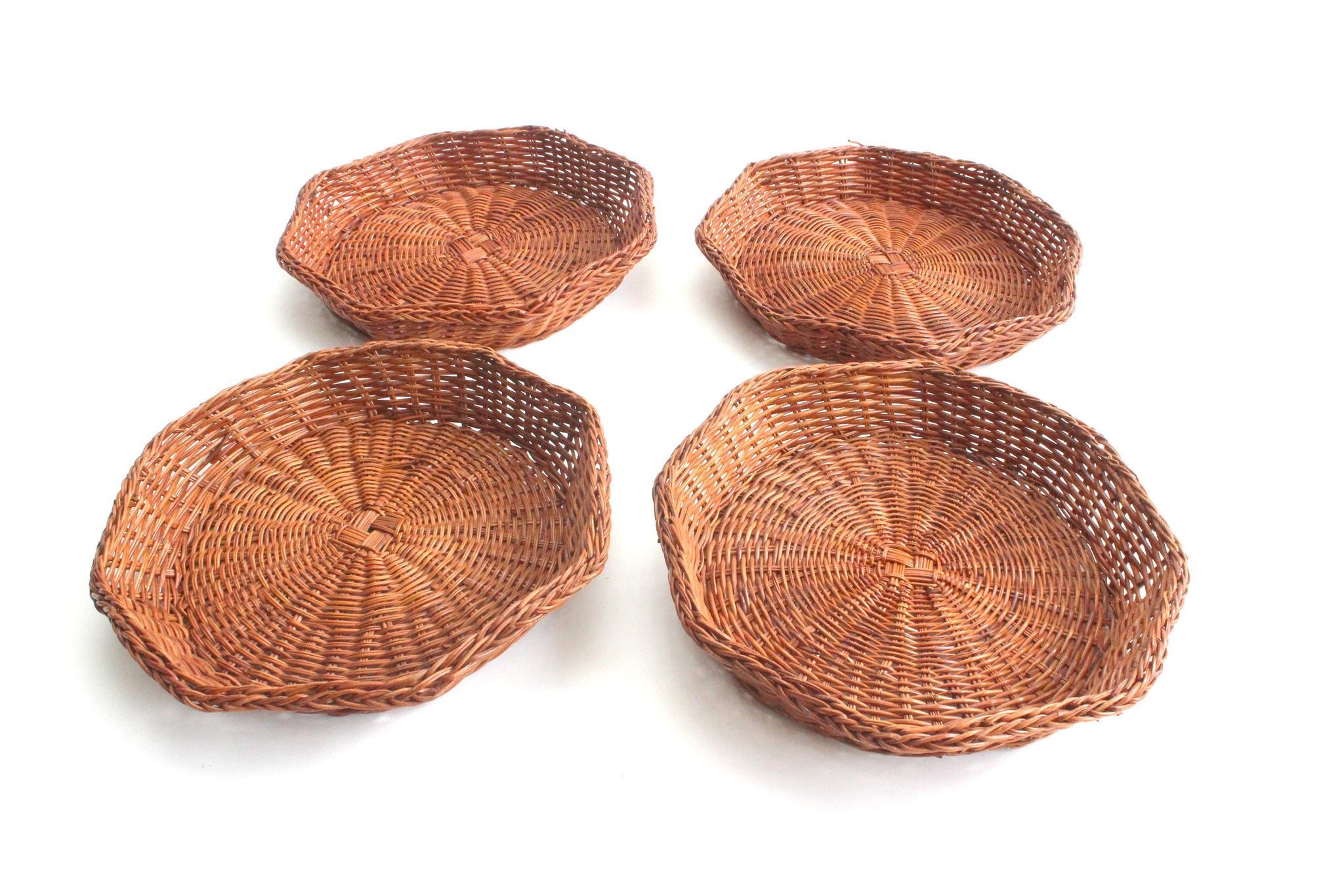 Vintage Wicker Plate Chargers, Natural Woven Plate Holders