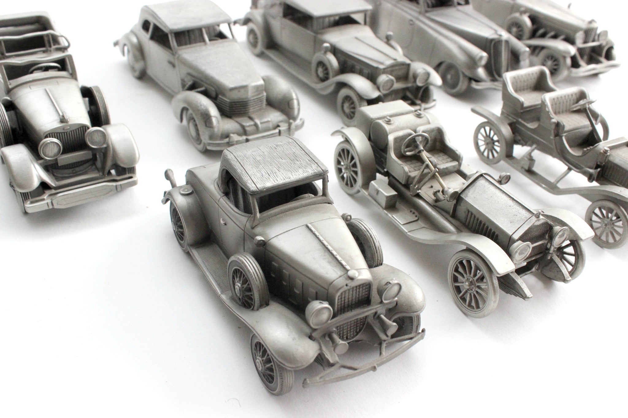 Vintage Pewter Car Figurines, Automobile Collectible Figurines, Boys Room Decor, Stocking Stuffer Idea