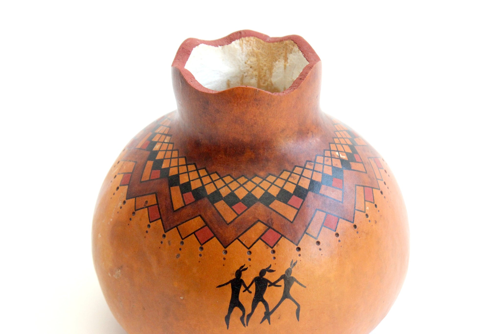 Native American Decorative Gourd, David Snooks Artist, Washoe Tribe Folk Art