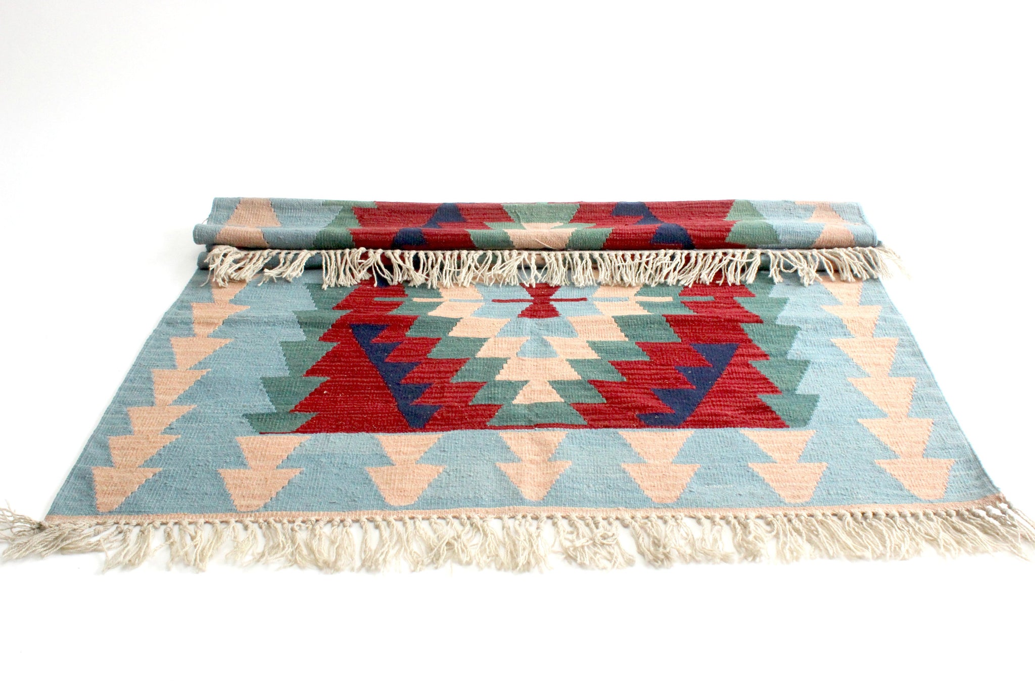 Vintage Turkish Kilim Rug, Hand Woven Geometric Rug, 4' x 6' Wool Area Rug
