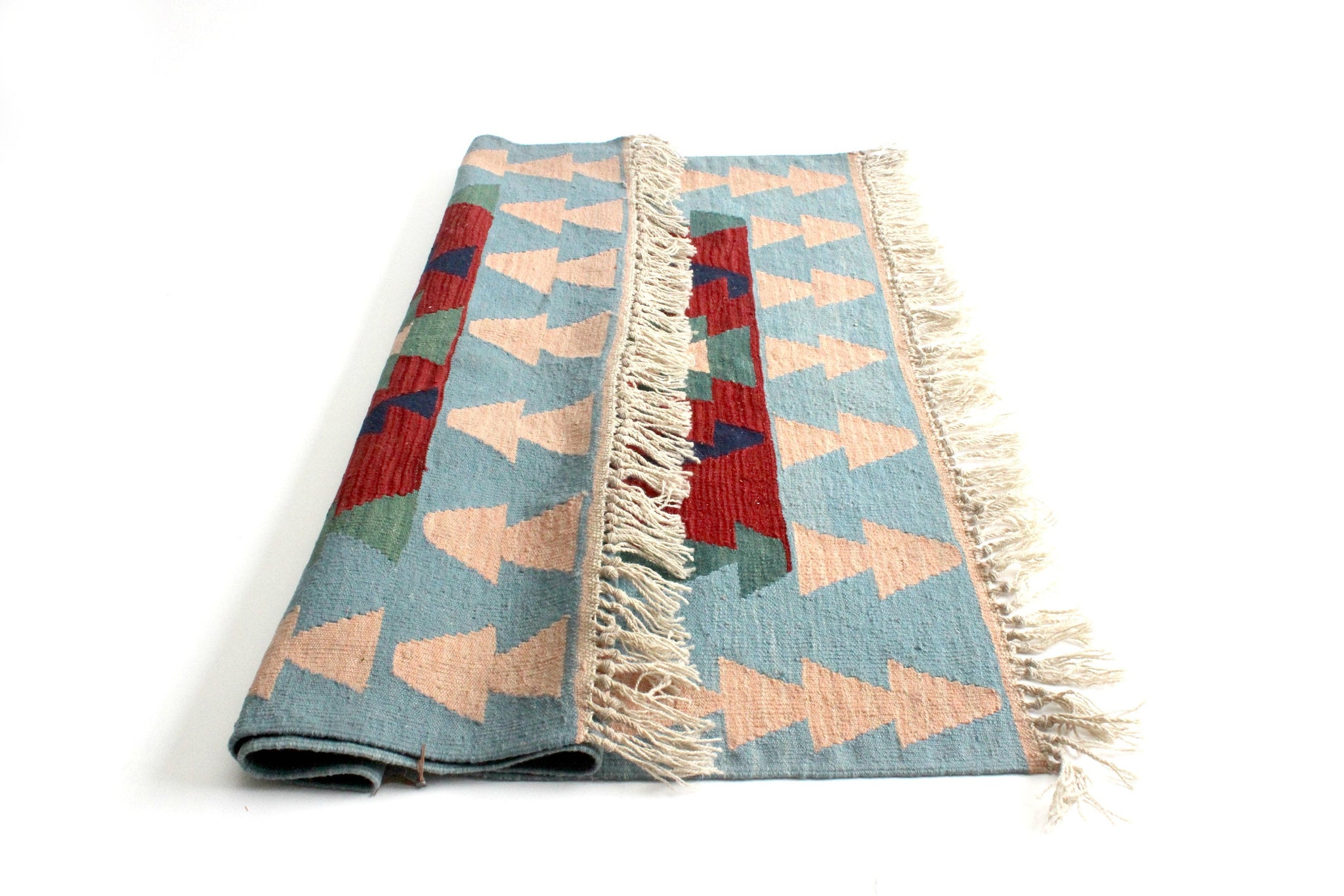 Vintage Turkish Kilim Rug, Hand Woven Geometric Rug, 4' x 6' Wool Area Rug